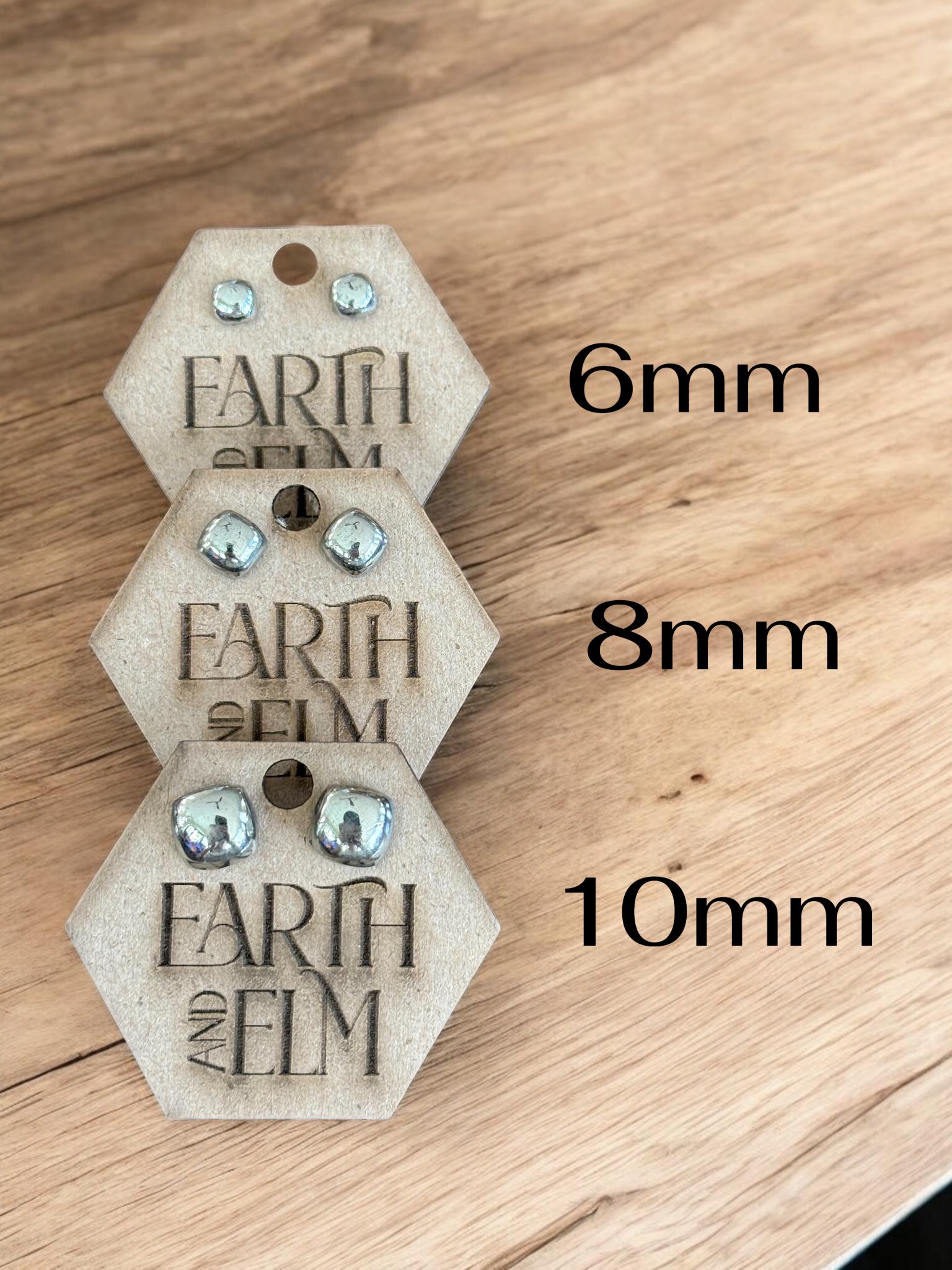 Pyrite Cushion Stud Earrings - earthandelm