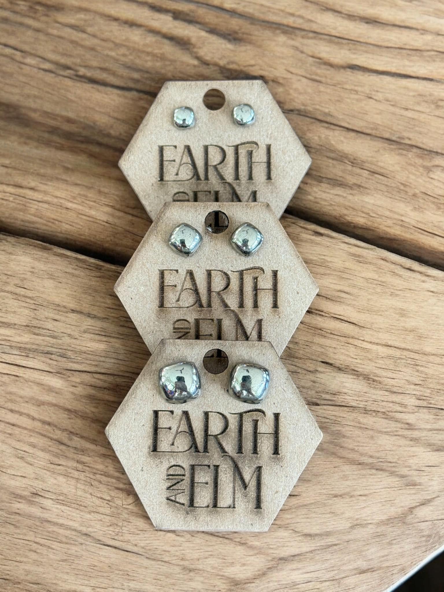 Pyrite Cushion Stud Earrings - earthandelm