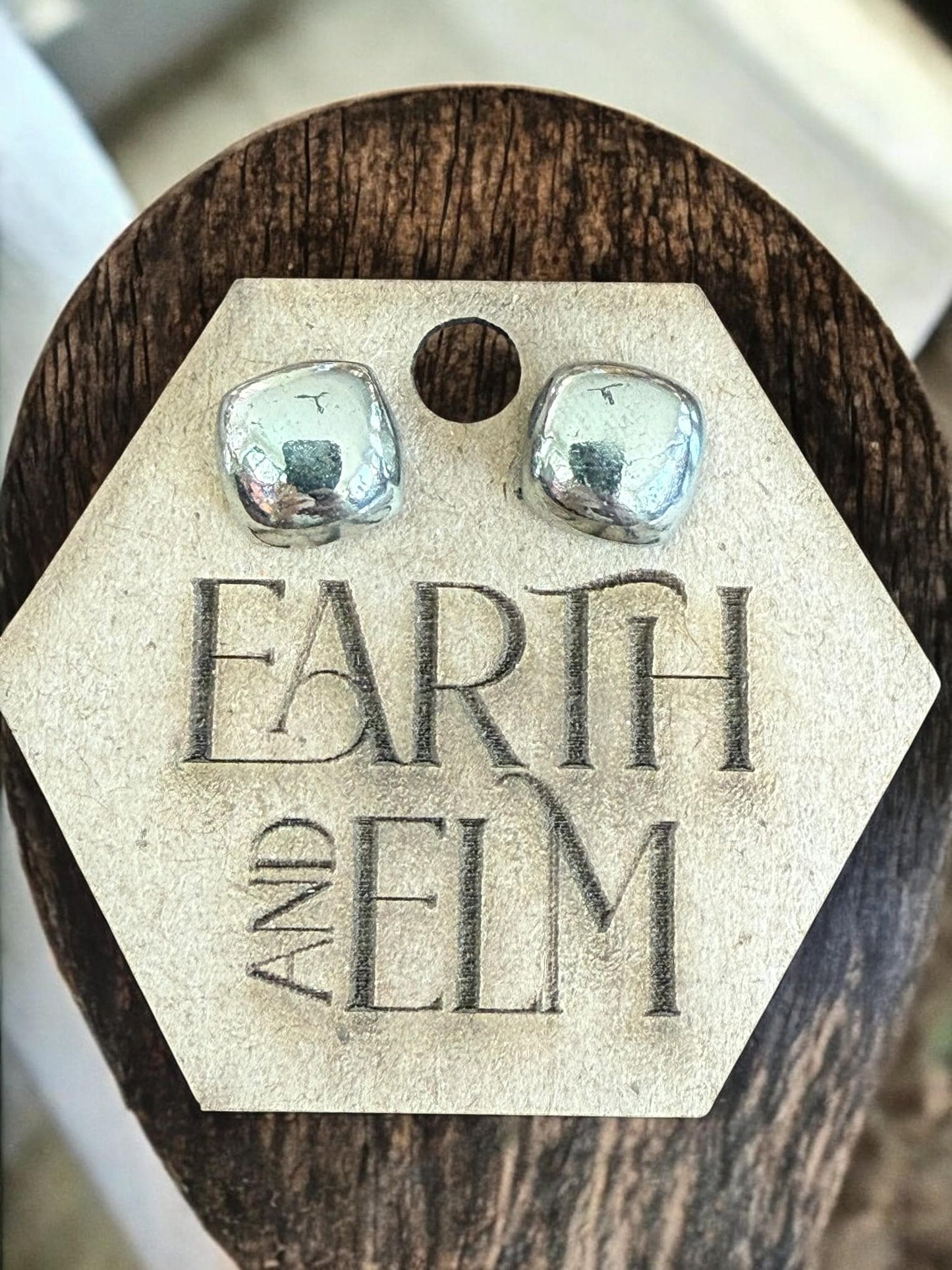 Pyrite Cushion Stud Earrings - earthandelm