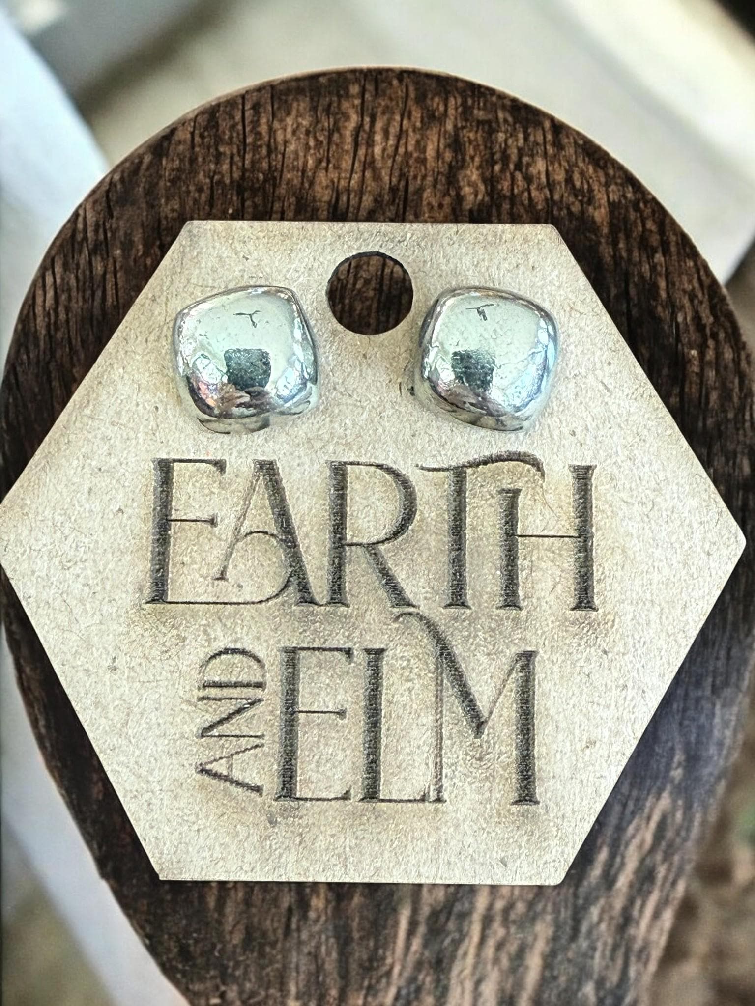 Pyrite Cushion Stud Earrings - earthandelm