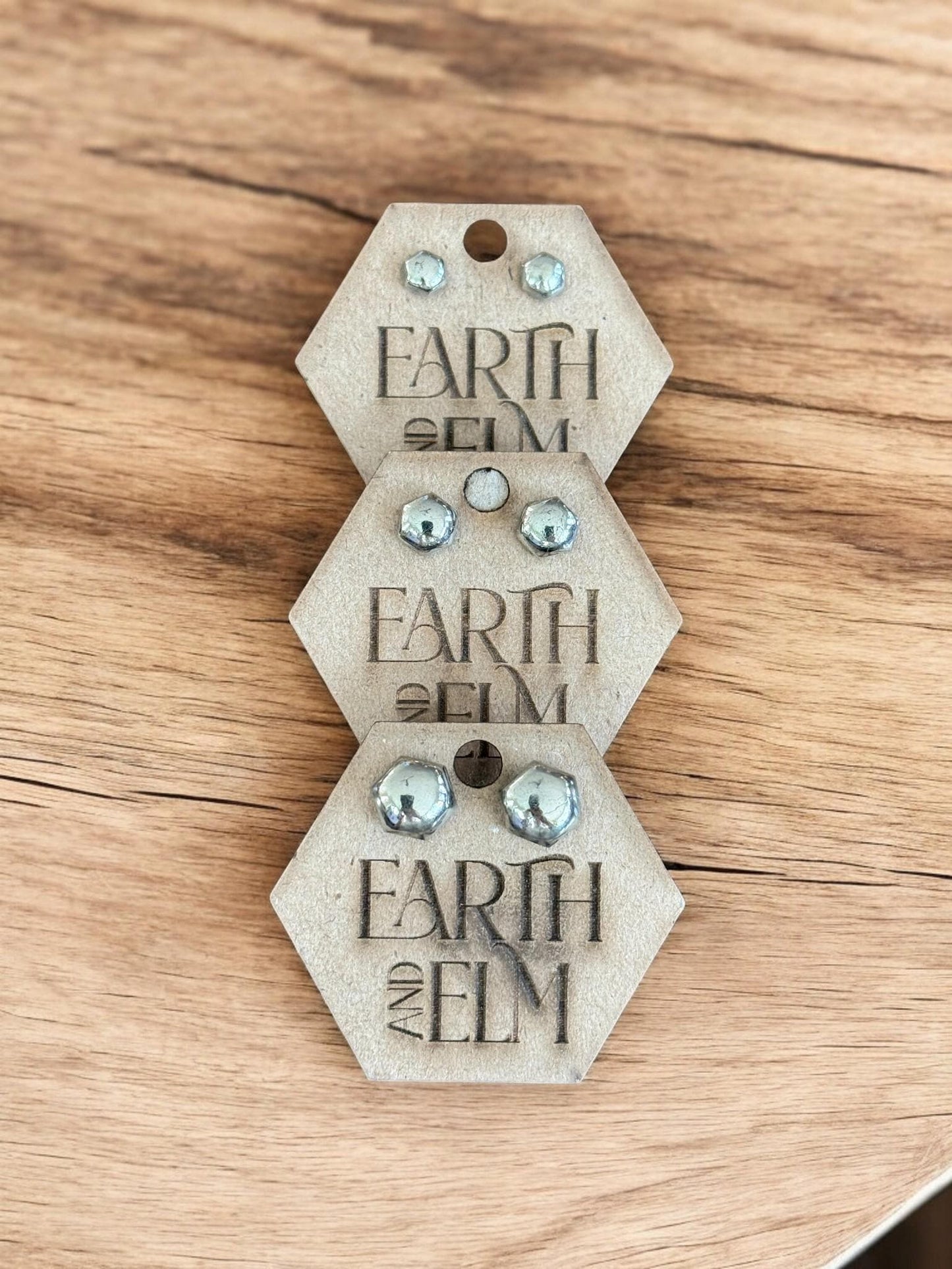 Pyrite Hexagon Stud Earrings - earthandelm