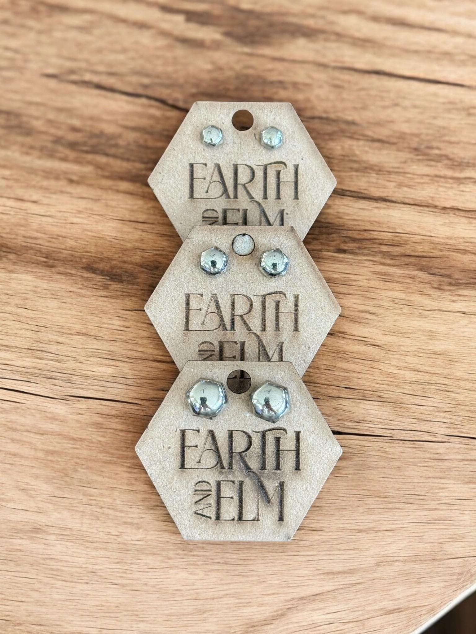 Pyrite Hexagon Stud Earrings - earthandelm