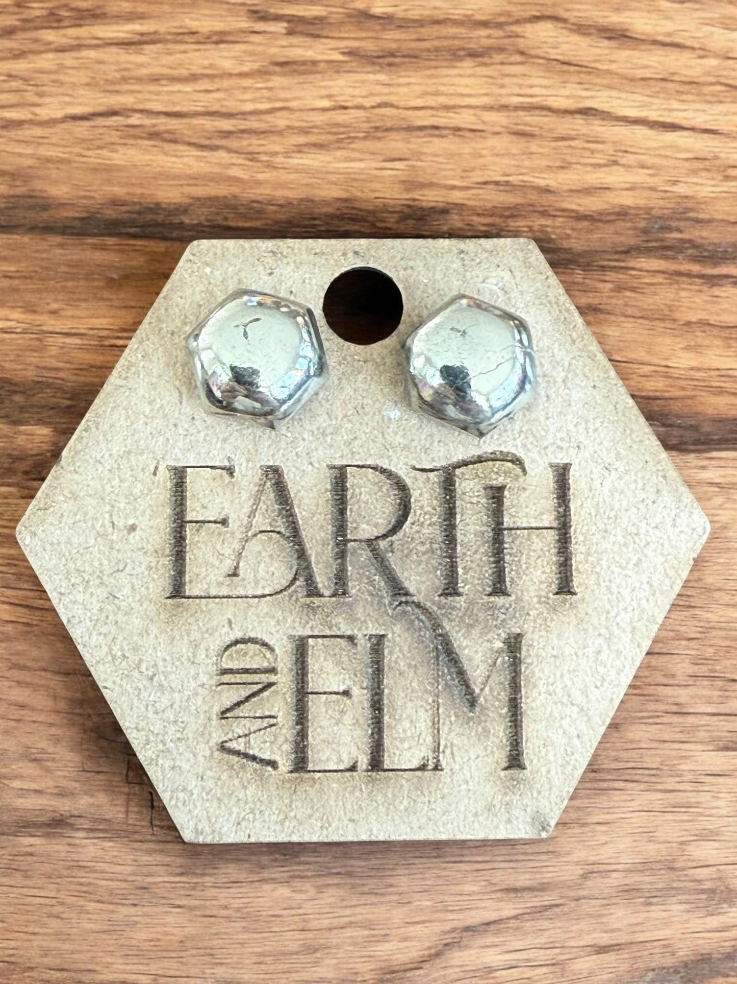 Pyrite Hexagon Stud Earrings - earthandelm