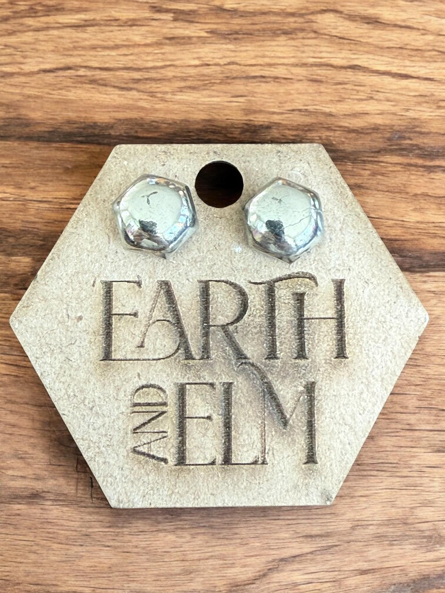 Pyrite Hexagon Stud Earrings - earthandelm