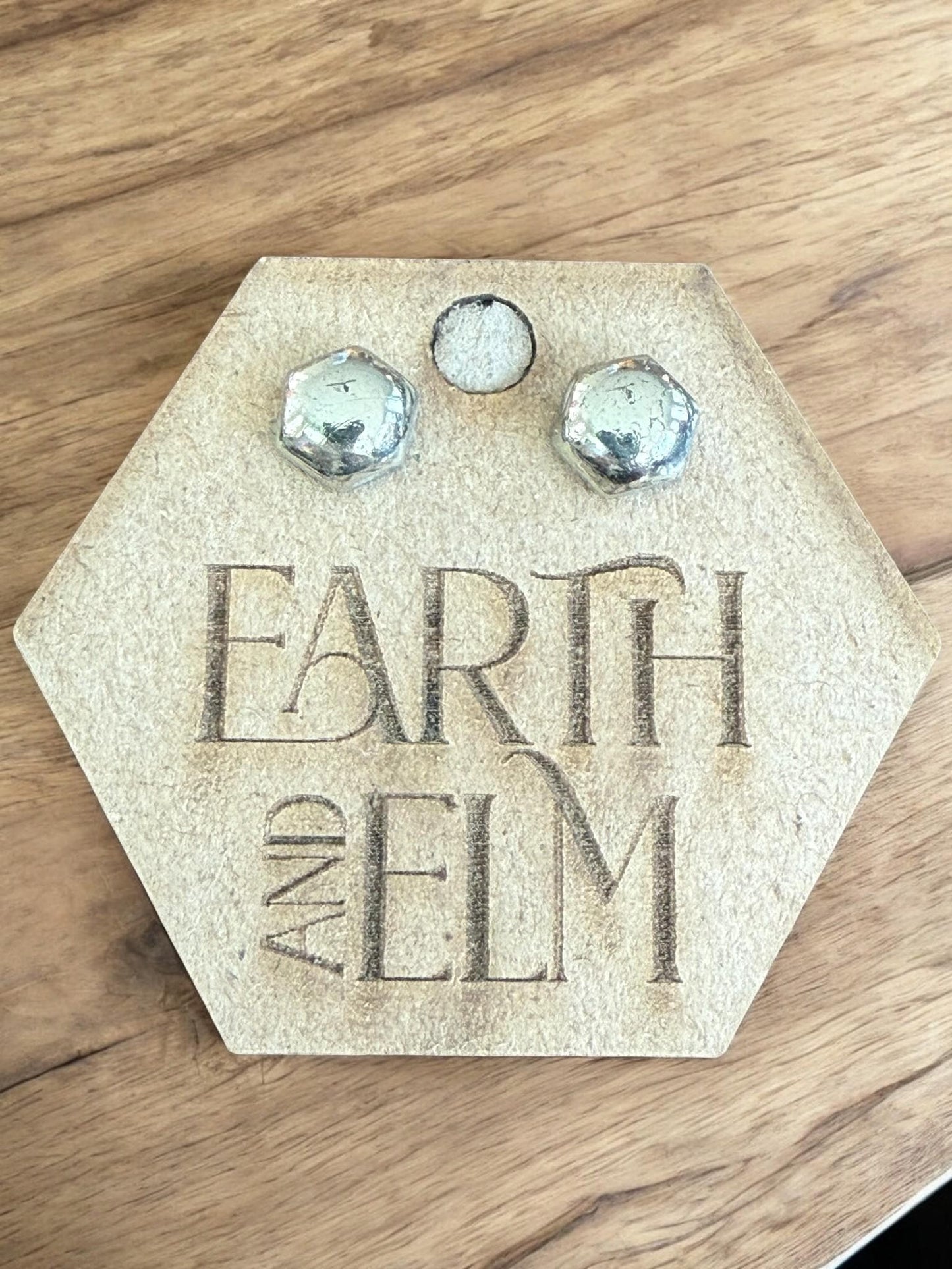 Pyrite Hexagon Stud Earrings - earthandelm