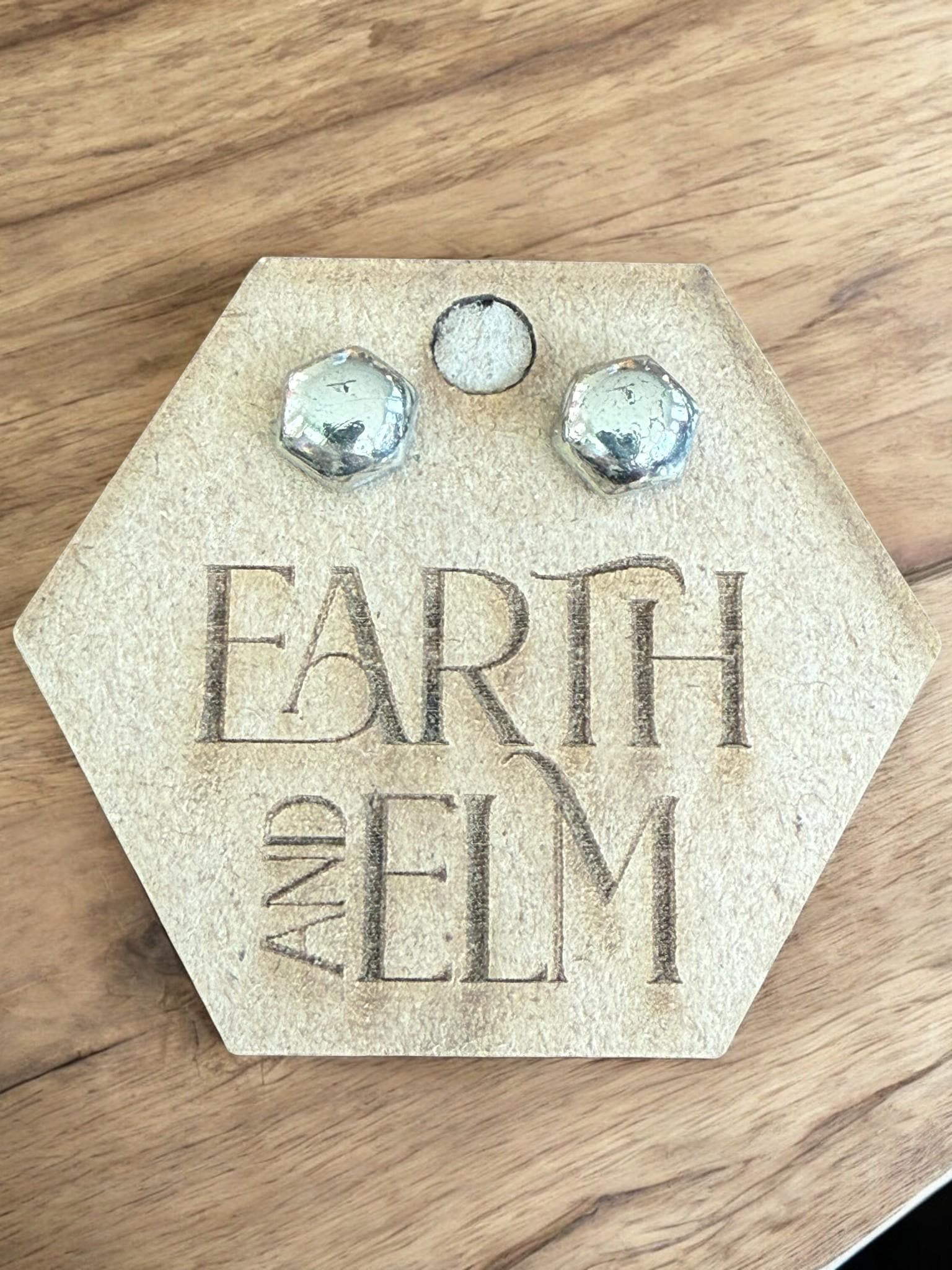 Pyrite Hexagon Stud Earrings - earthandelm