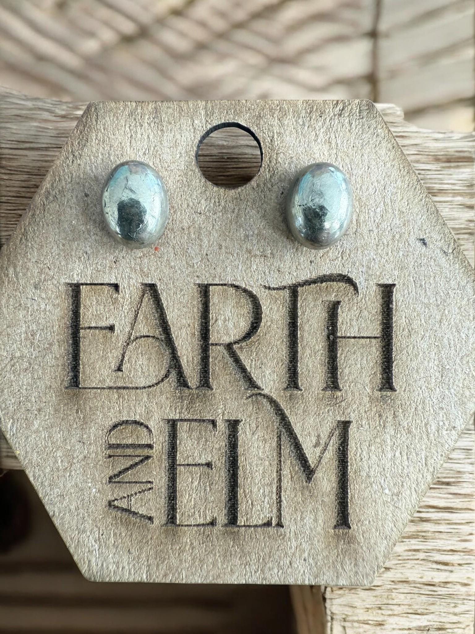 Pyrite Oval Stud Earrings - earthandelm