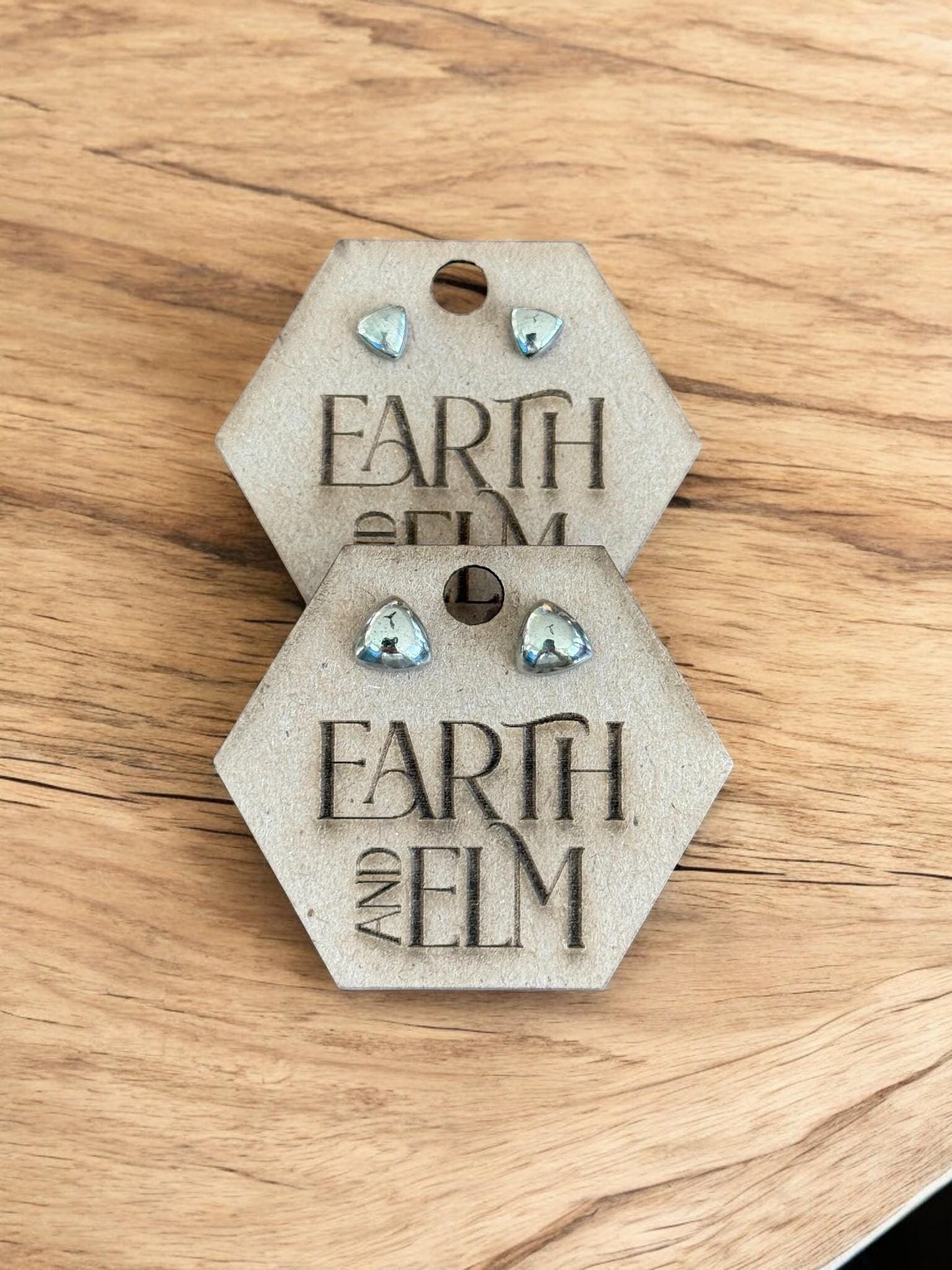 Pyrite Trillion Stud Earrings - earthandelm