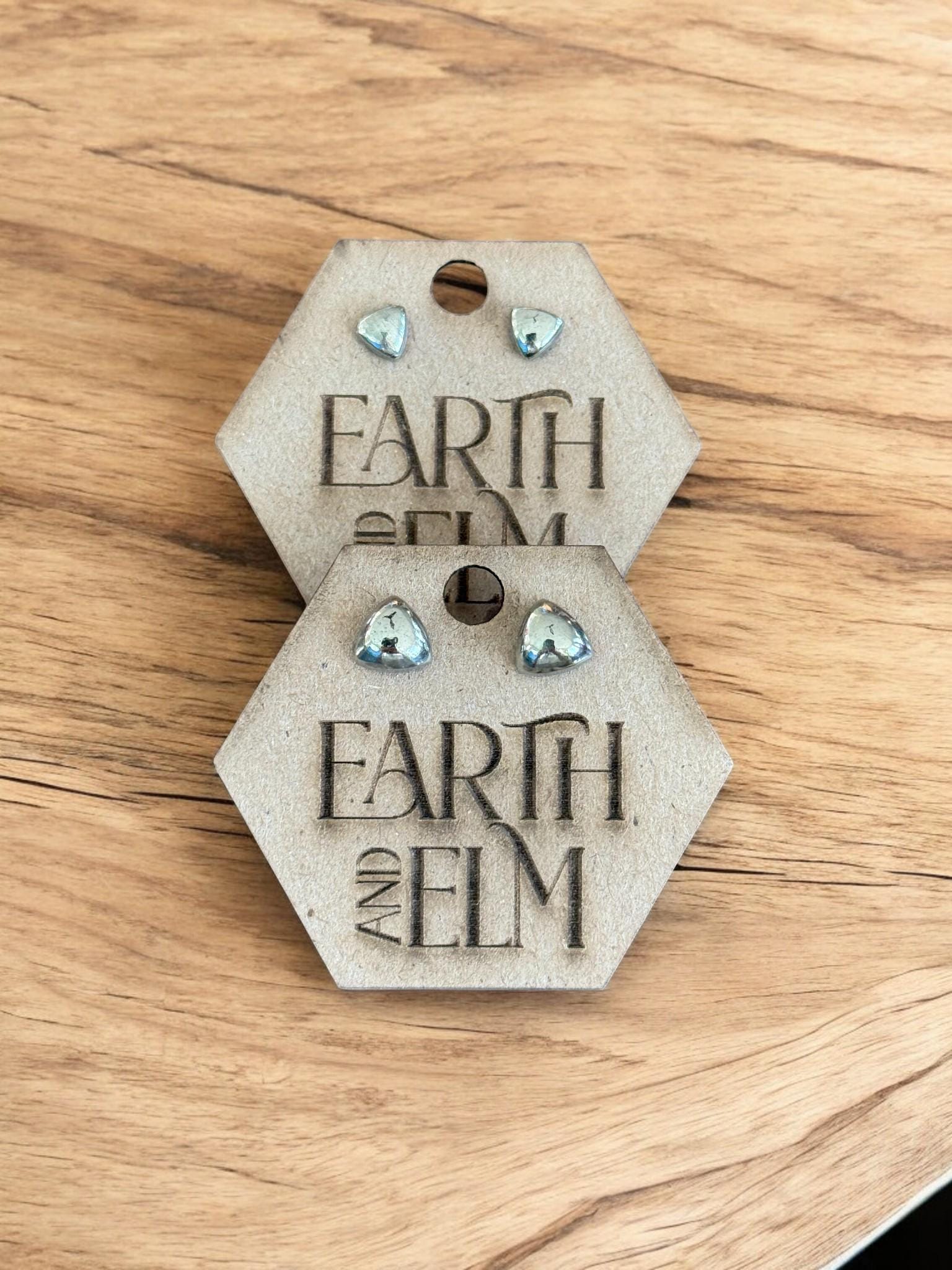 Pyrite Trillion Stud Earrings - earthandelm