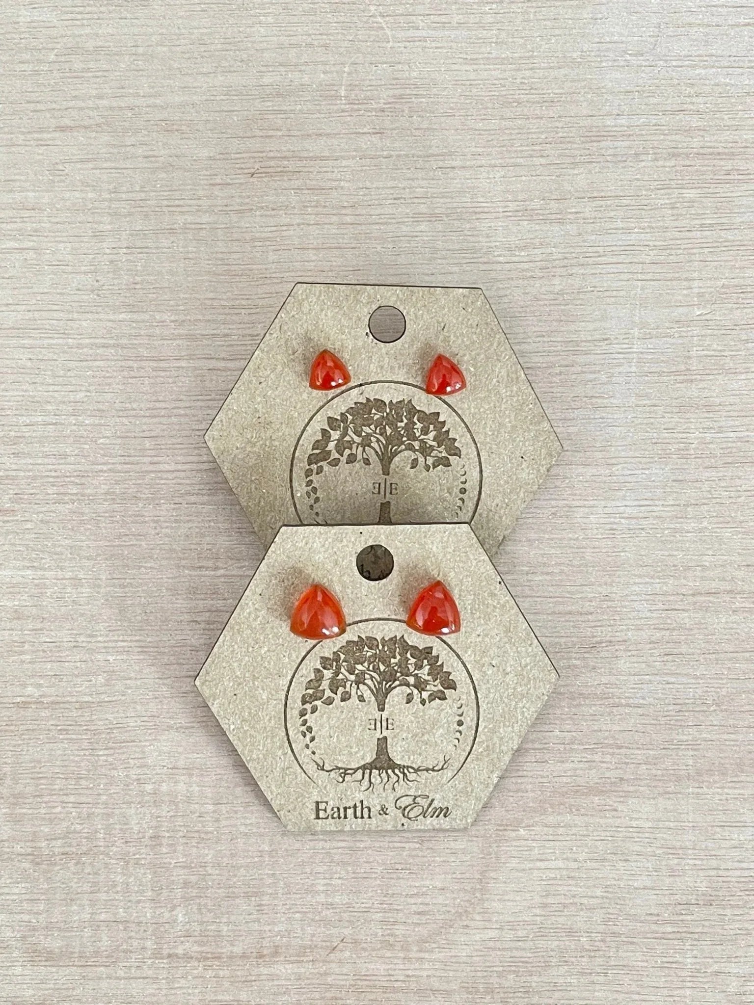 Red Onyx Trillion Studs - earthandelm