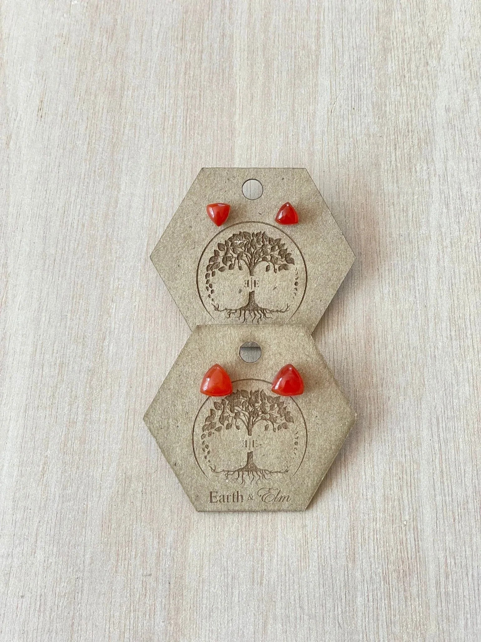 Red Onyx Trillion Studs - earthandelm