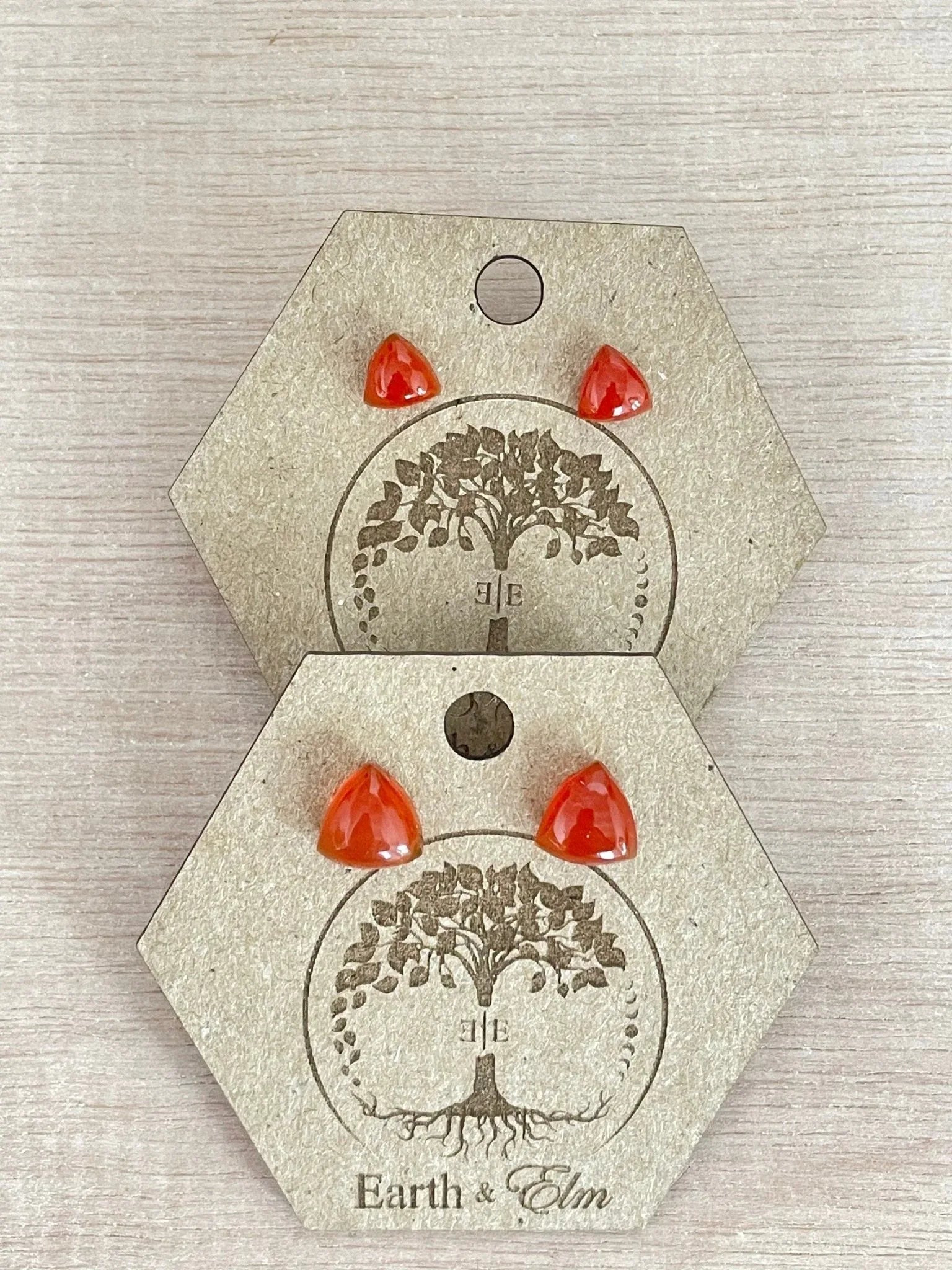 Red Onyx Trillion Studs - earthandelm