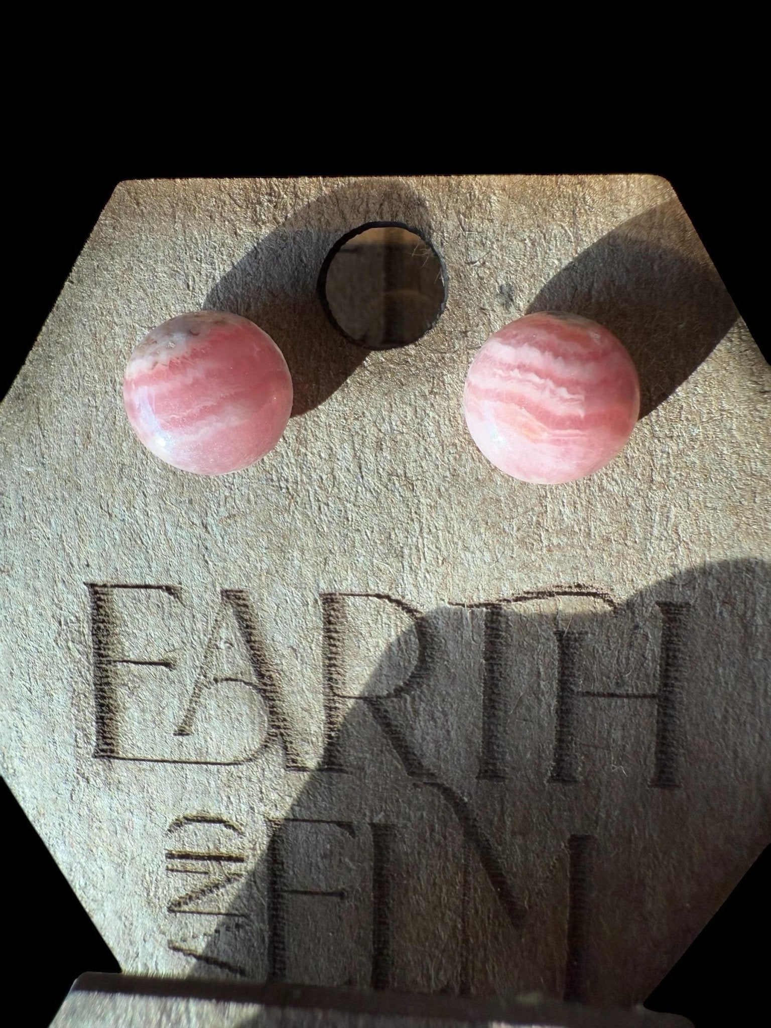 Rhodochrosite Round Gemstone Studs - earthandelm