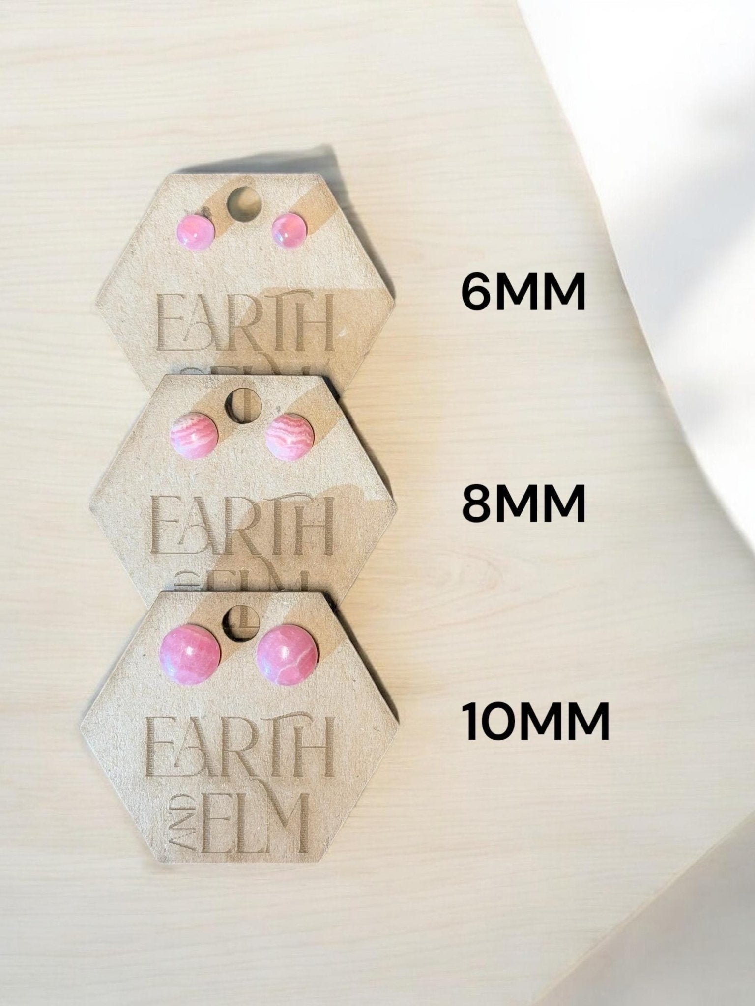 Rhodochrosite Round Gemstone Studs - earthandelm