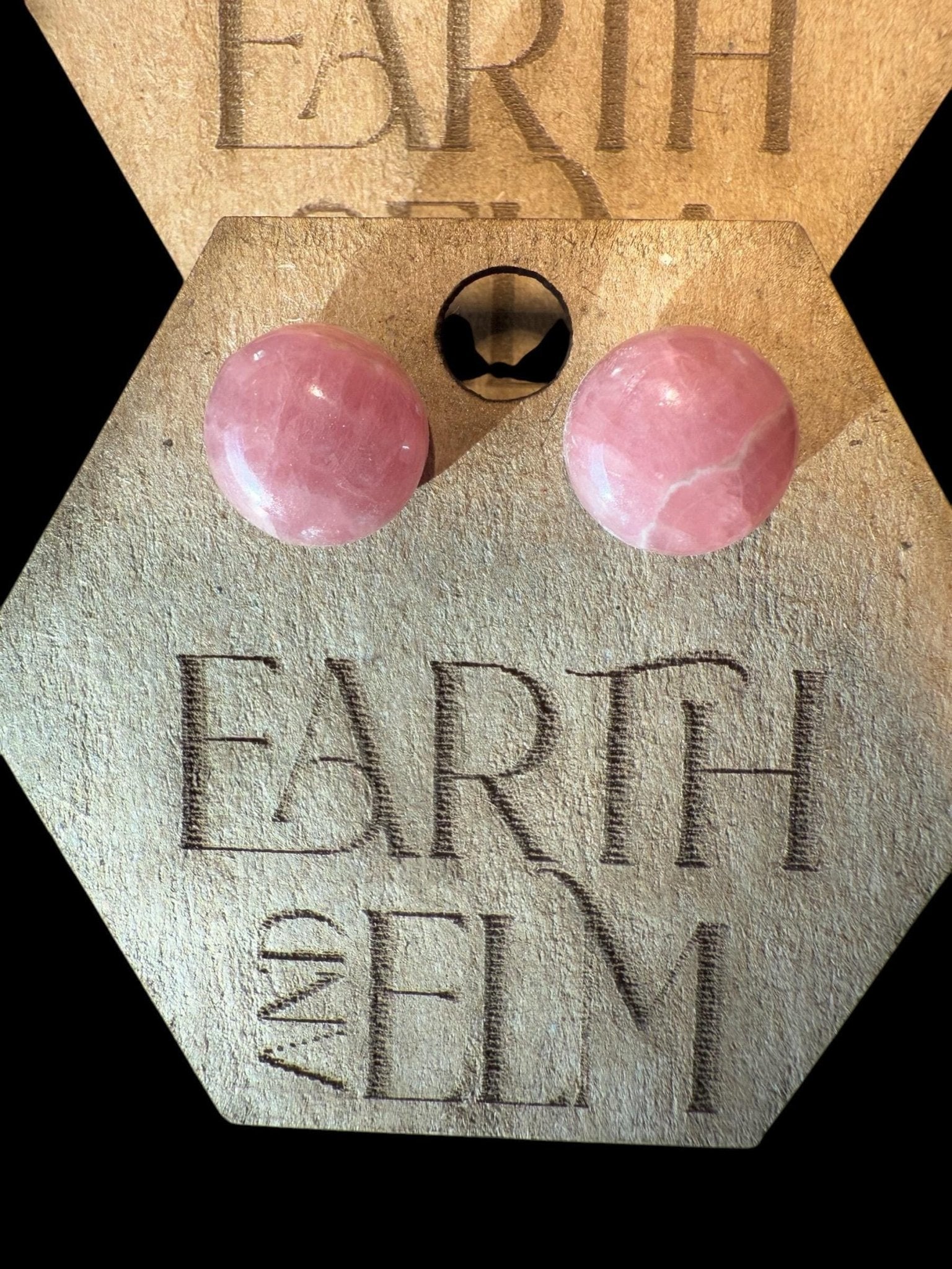 Rhodochrosite Round Gemstone Studs - earthandelm