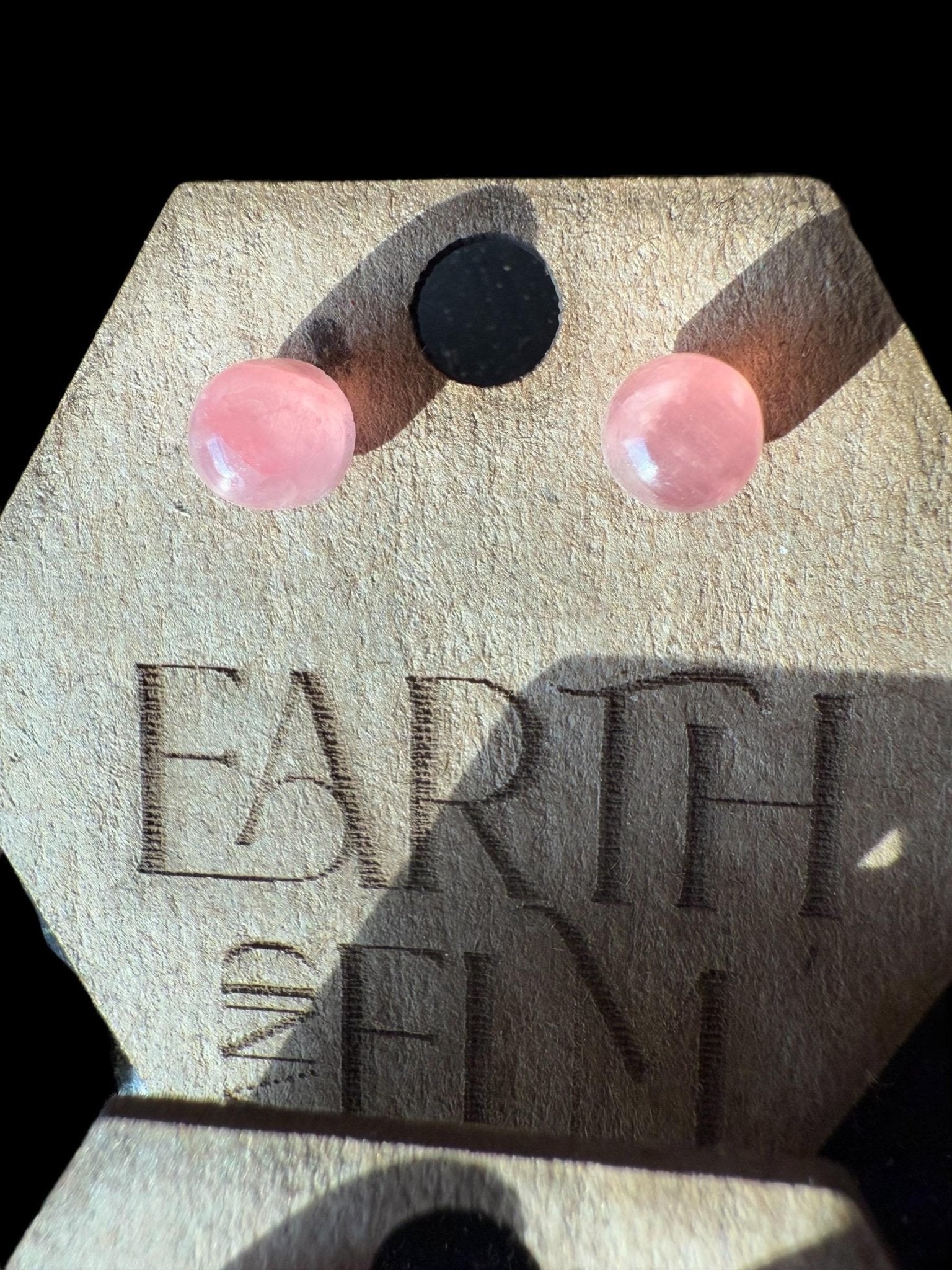 Rhodochrosite Round Gemstone Studs - earthandelm