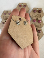 Rhodonite Round Studs - earthandelm