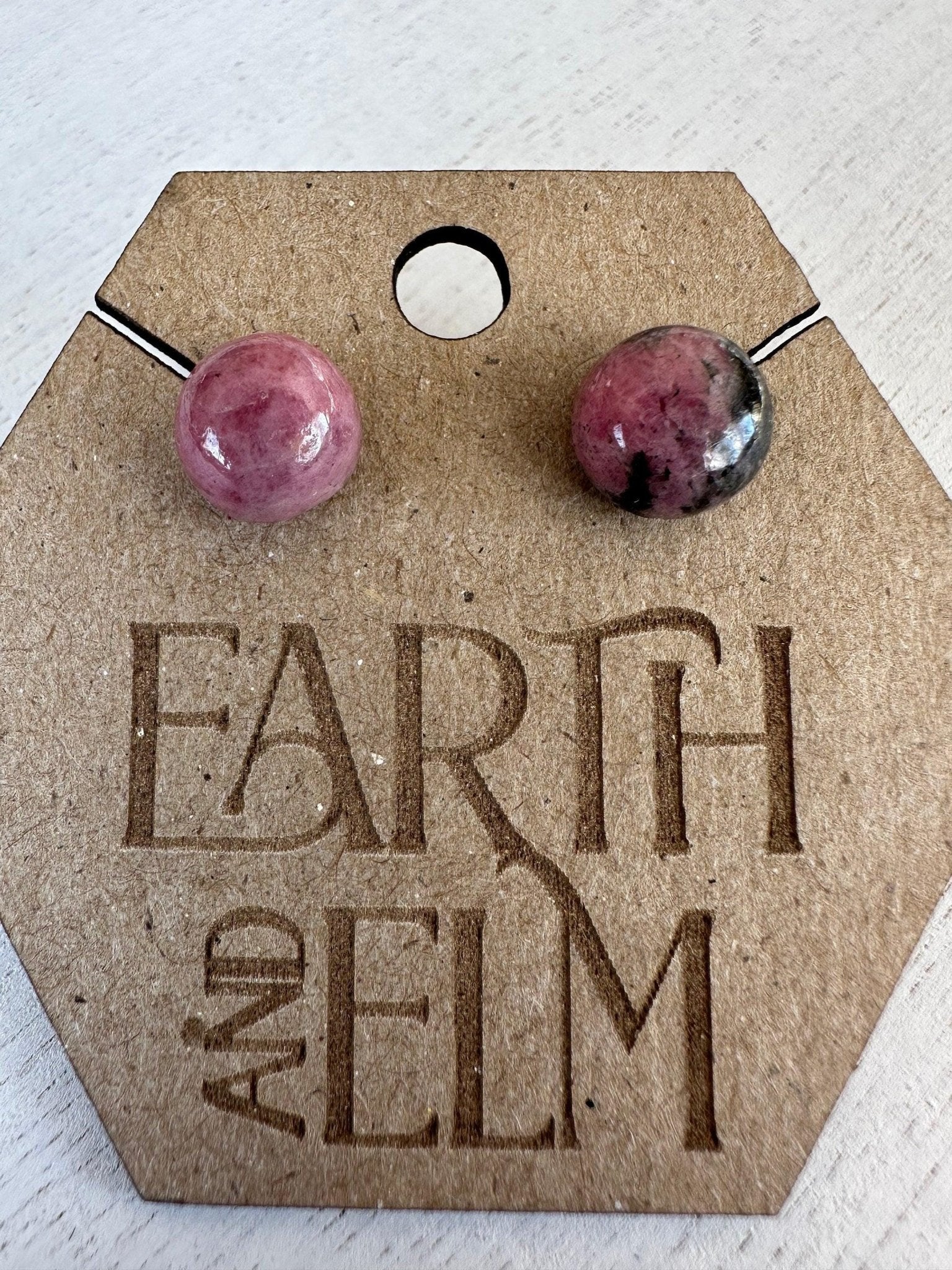 Rhodonite Round Studs - earthandelm