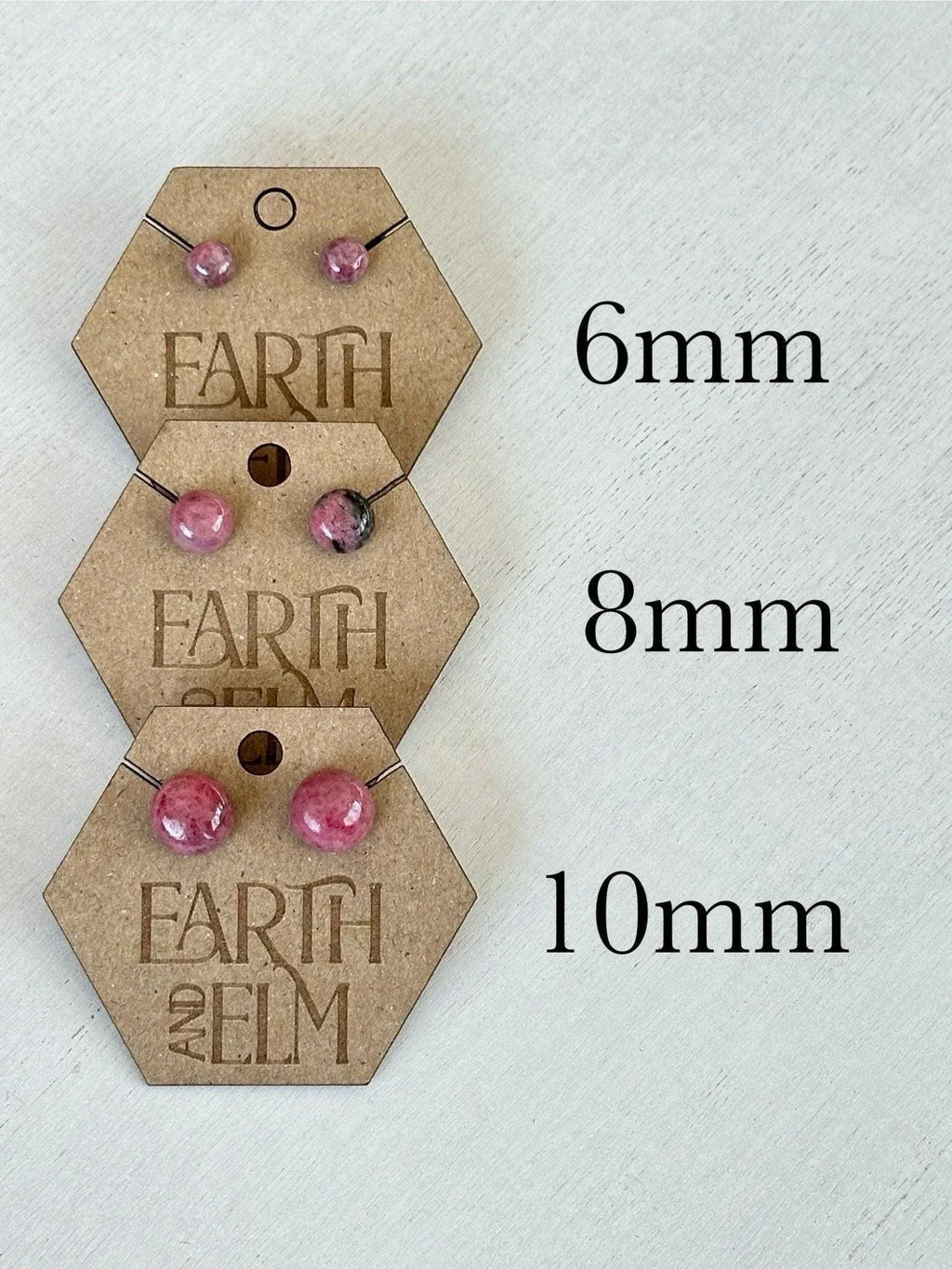 Rhodonite Round Studs - earthandelm