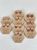 Rhodonite Round Studs - earthandelm