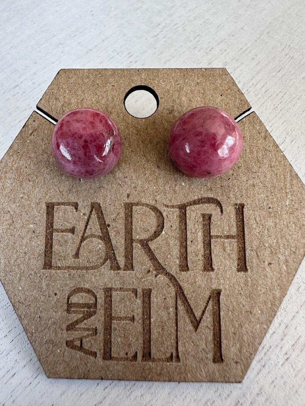 Rhodonite Round Studs - earthandelm