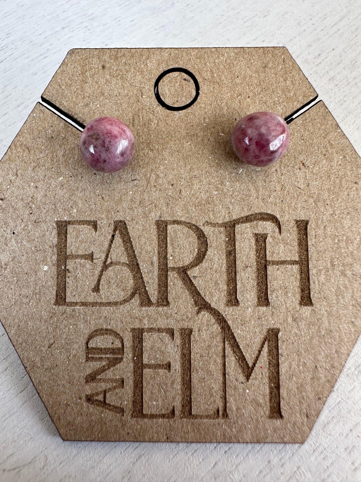 Rhodonite Round Studs - earthandelm