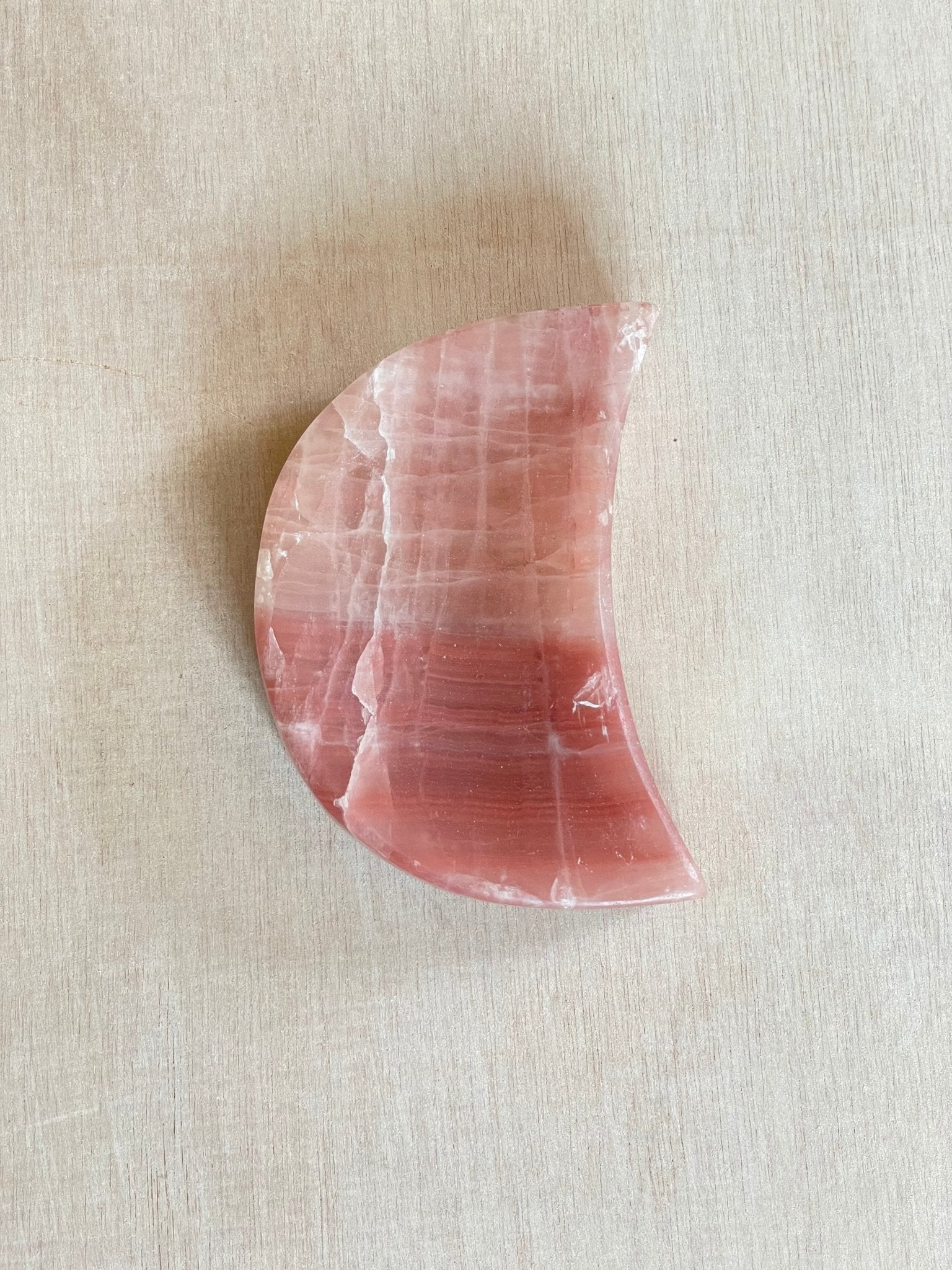 Rose Calcite Moon Bowl | AAA Quality Rose Calcite | Gemstone Crystal Bowl - earthandelm