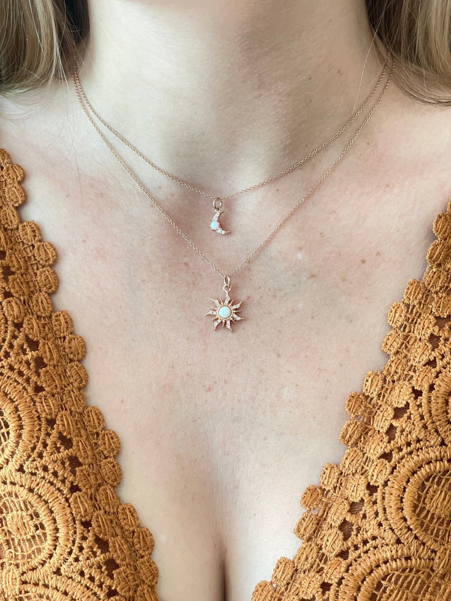 Rose Gold Sun & Moon Necklace Set - earthandelm