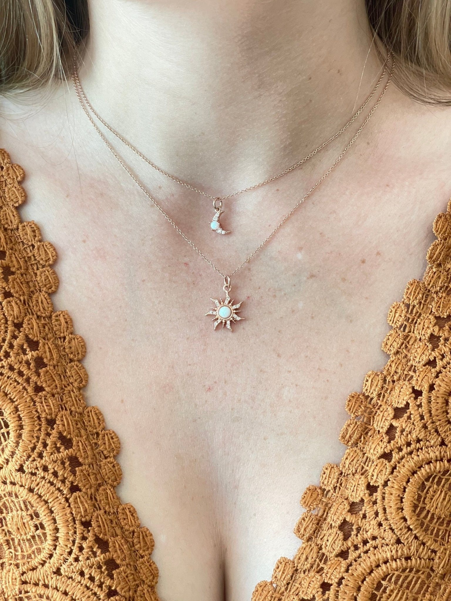 Rose Gold Sun & Moon Necklace Set - earthandelm