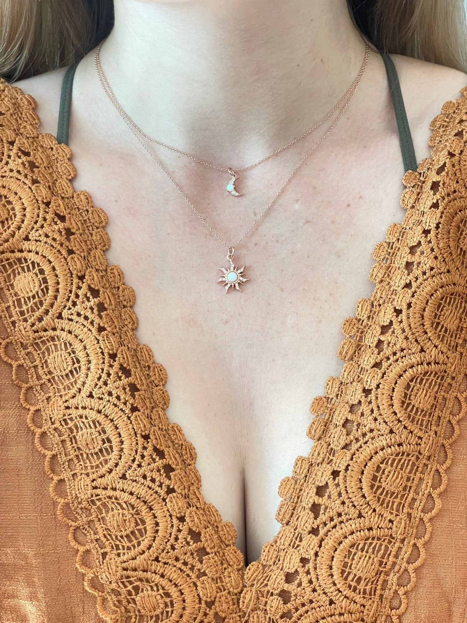 Rose Gold Sun & Moon Necklace Set - earthandelm