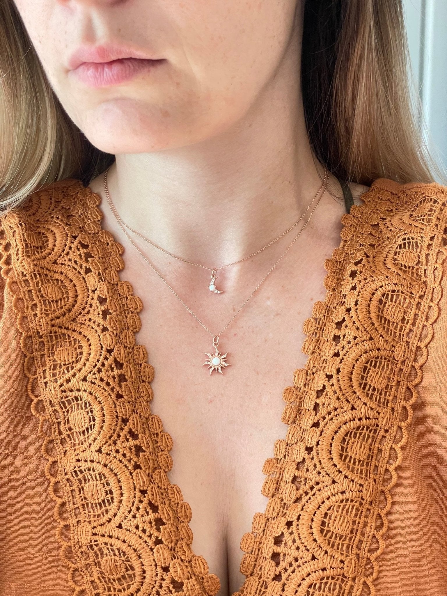 Rose Gold Sun & Moon Necklace Set - earthandelm