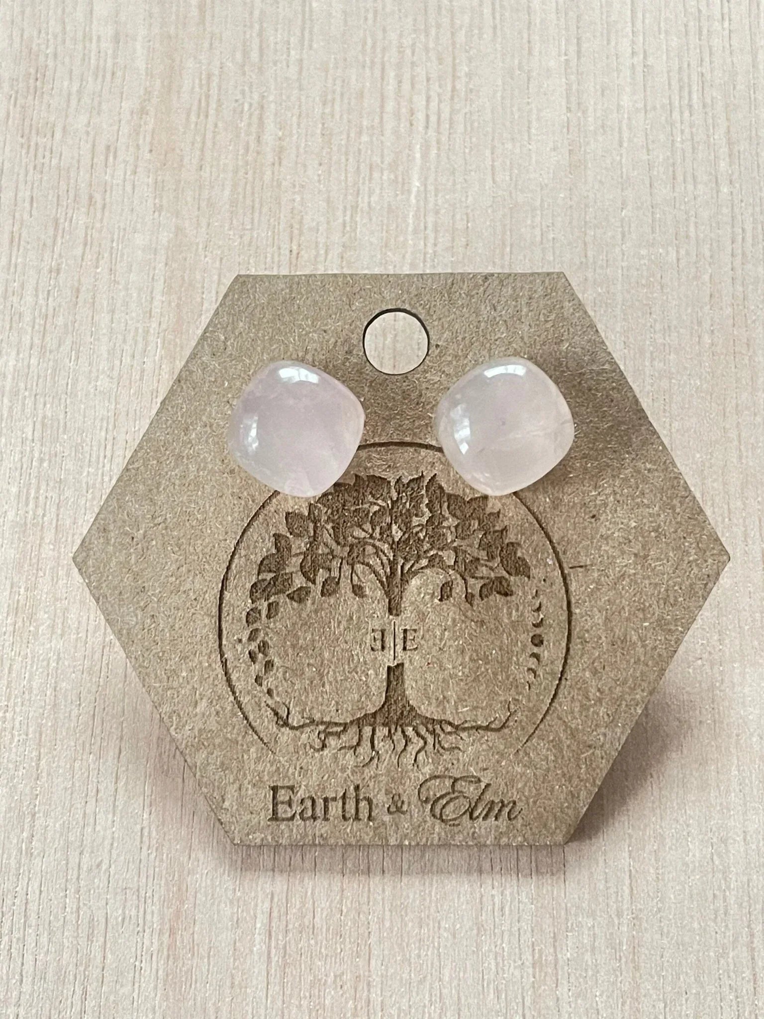 Rose Quartz Cushion Studs - earthandelm