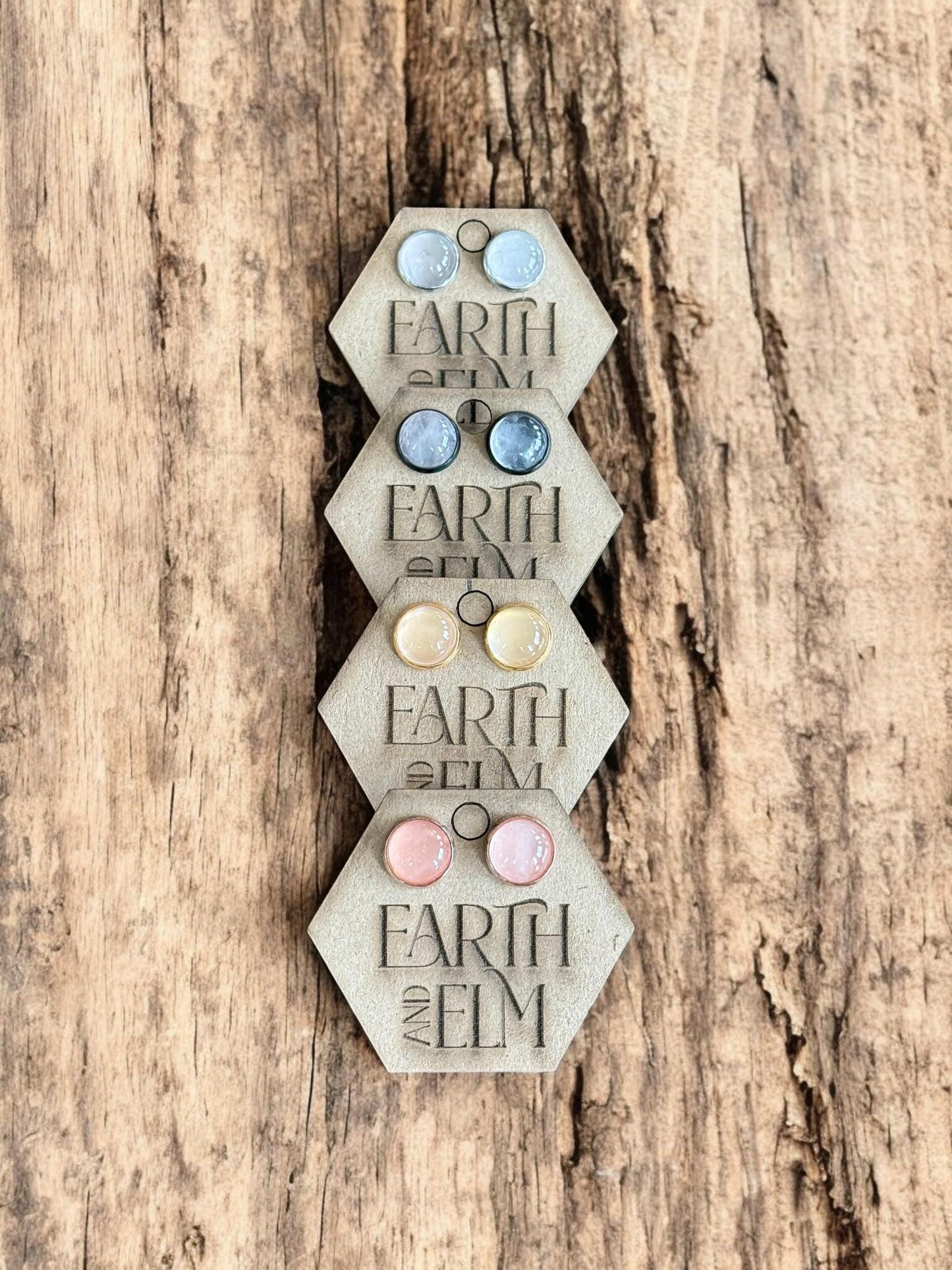 Rose Quartz in Metal Settings - earthandelm