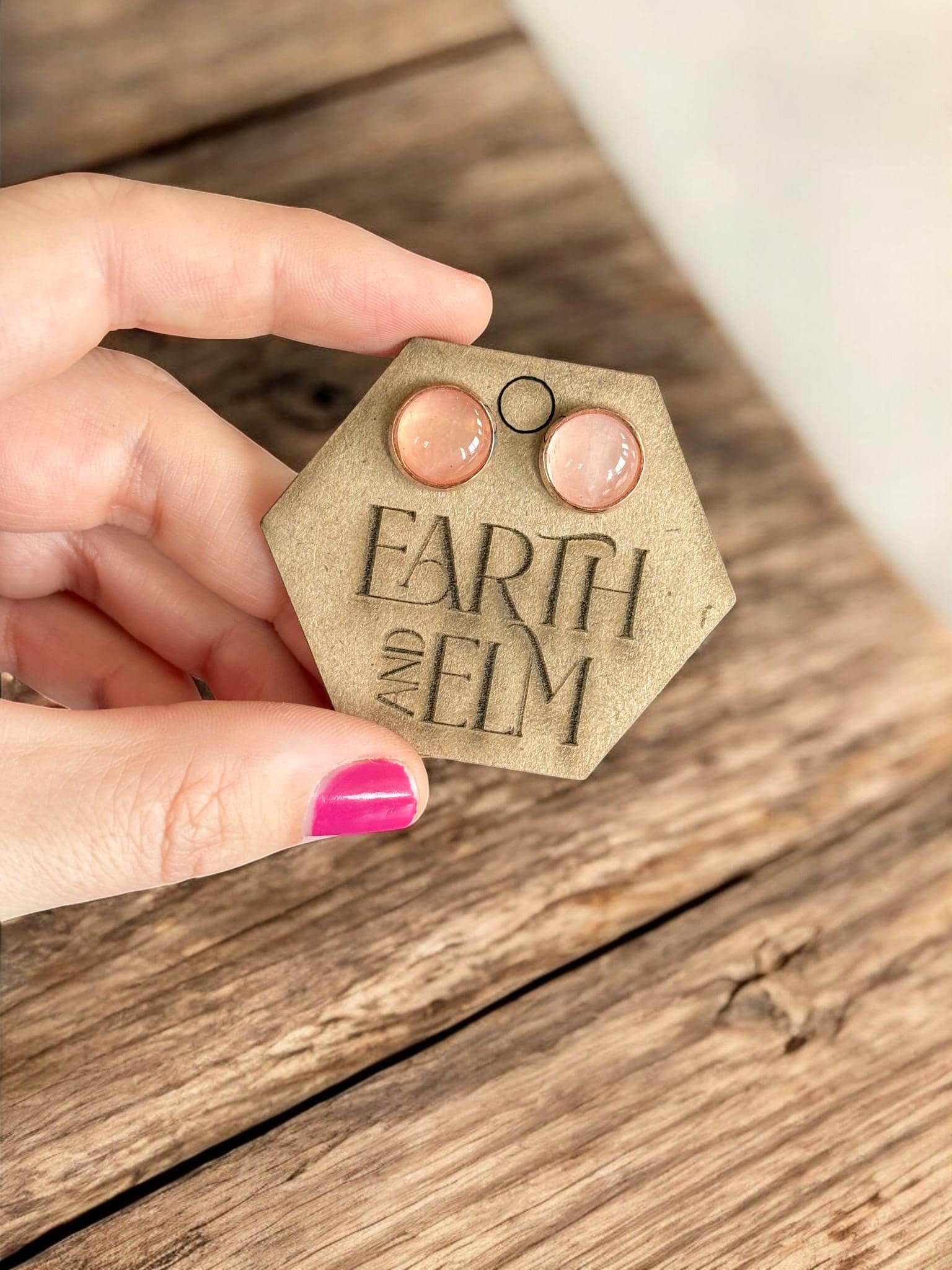 Rose Quartz in Metal Settings - earthandelm