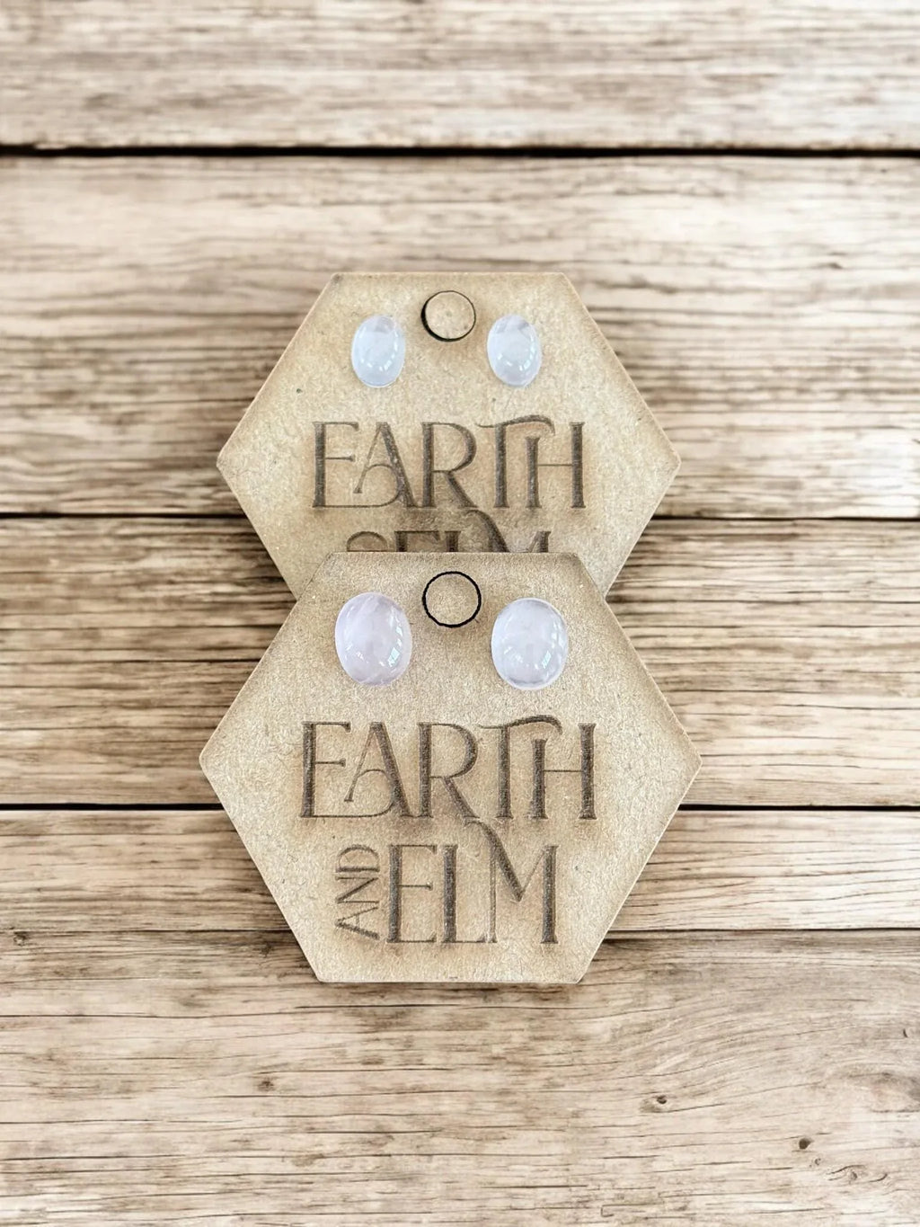 Rose Quartz Oval Studs - earthandelm