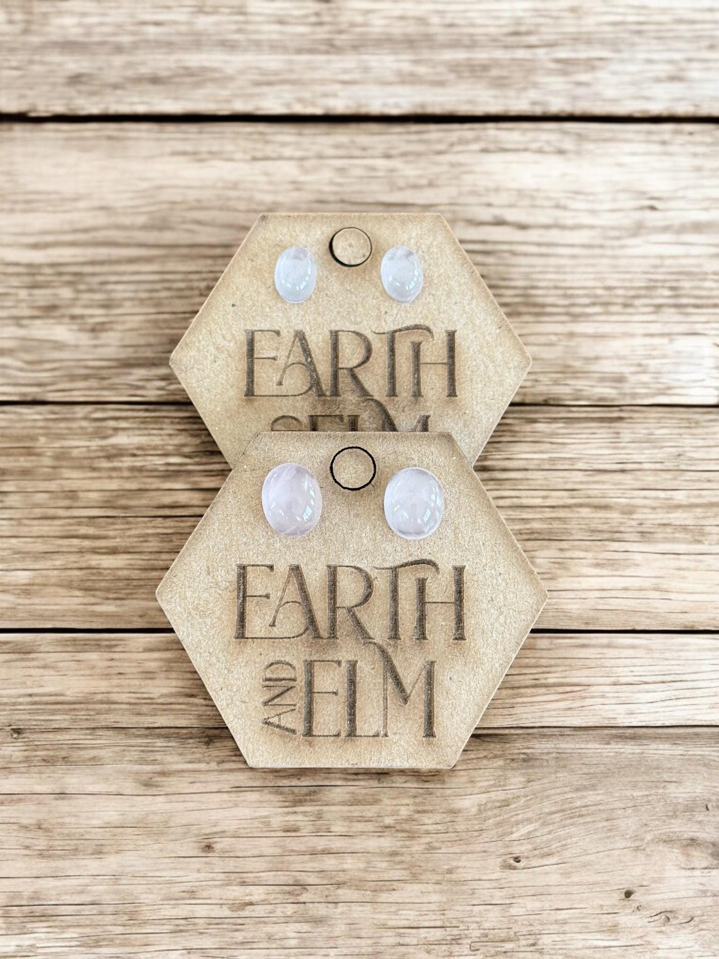 Rose Quartz Oval Studs - earthandelm
