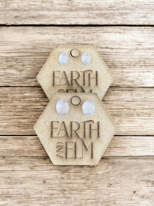 Rose Quartz Oval Studs - earthandelm