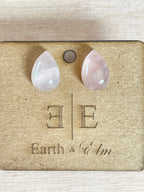 Rose Quartz Pear Studs - earthandelm