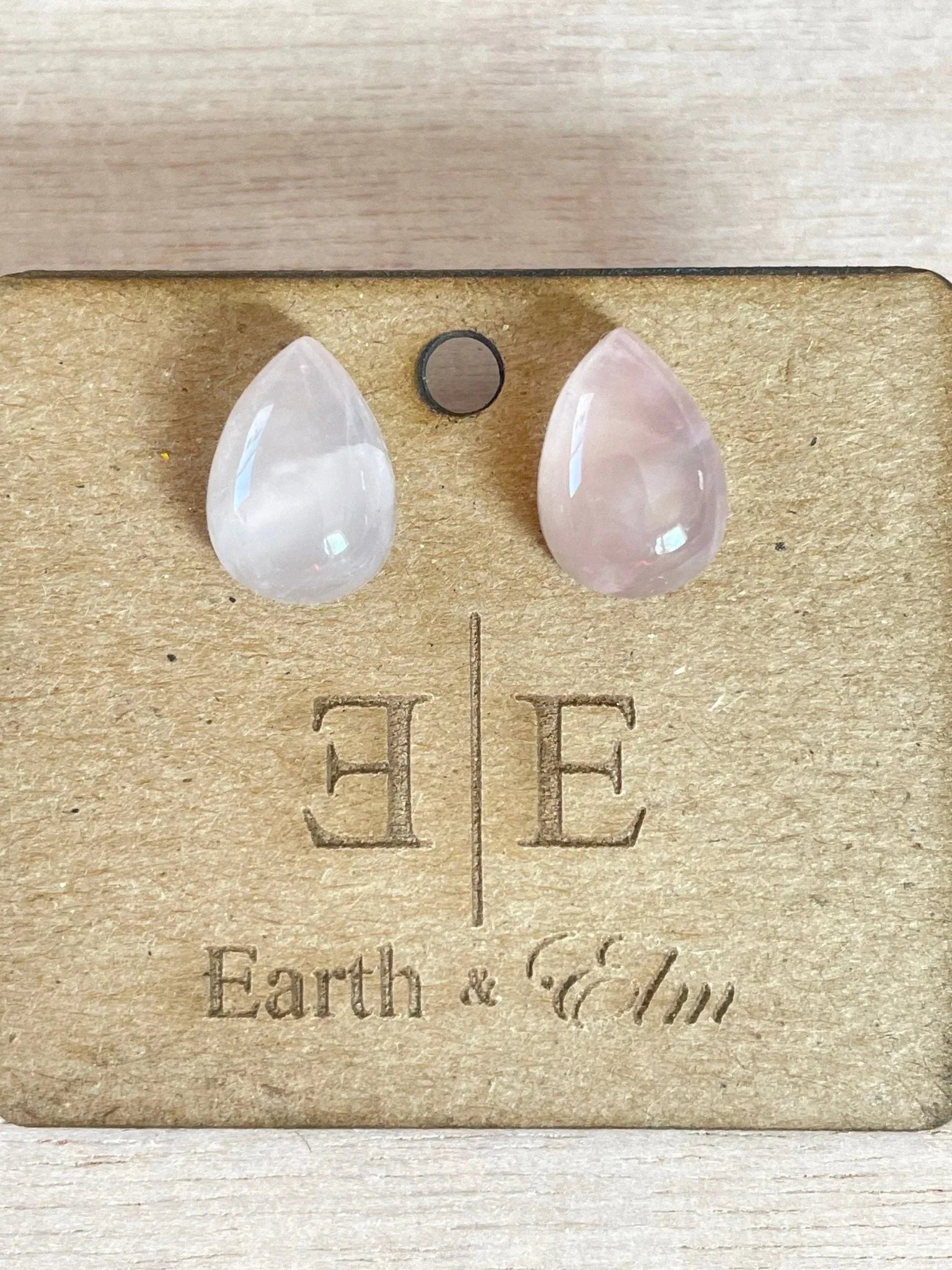 Rose Quartz Pear Studs - earthandelm