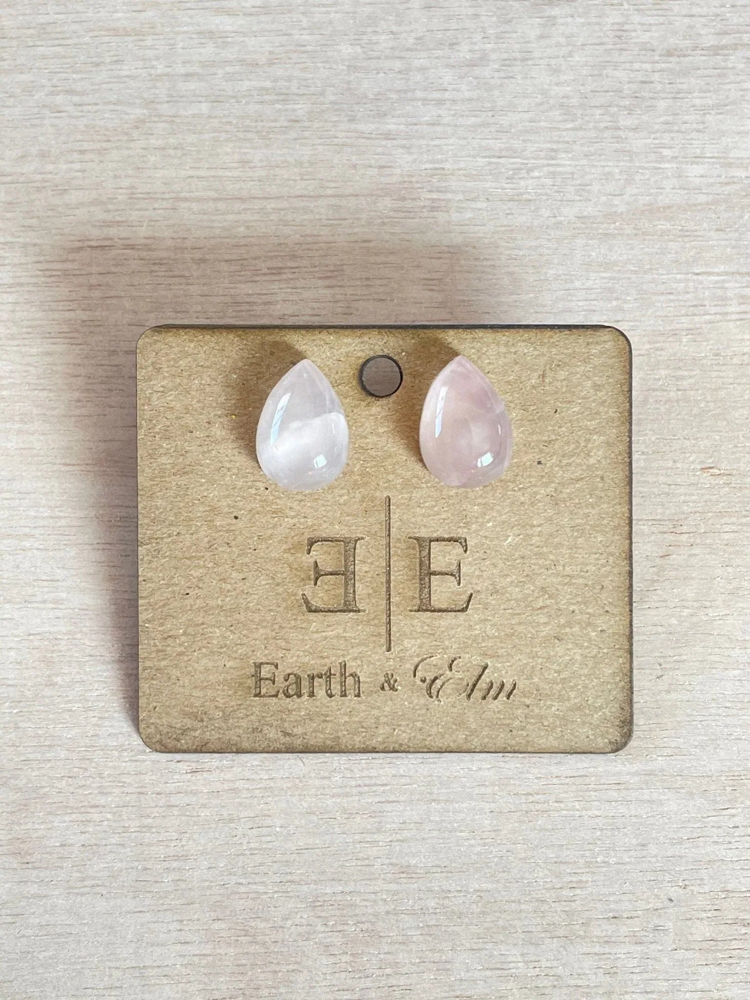 Rose Quartz Pear Studs - earthandelm