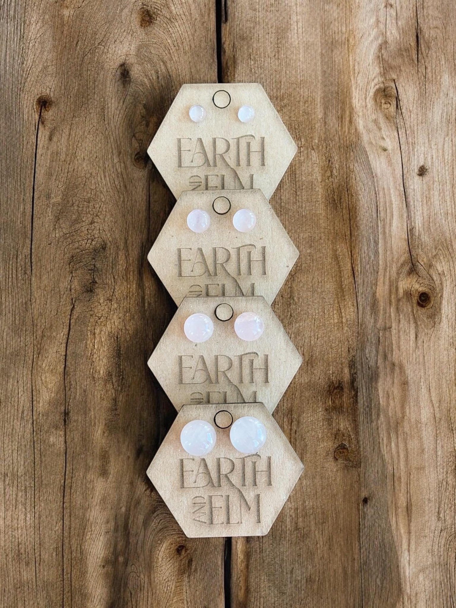 Rose Quartz Round Gemstone Studs - earthandelm