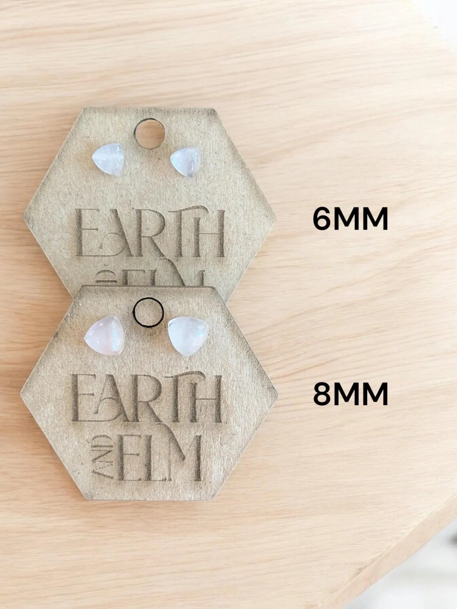 Rose Quartz Trillion Studs - earthandelm