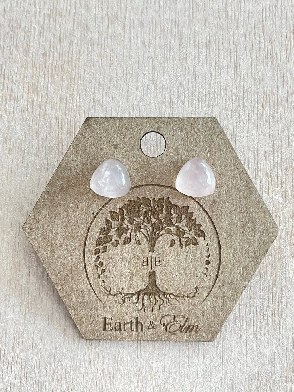 Rose Quartz Trillion Studs - earthandelm