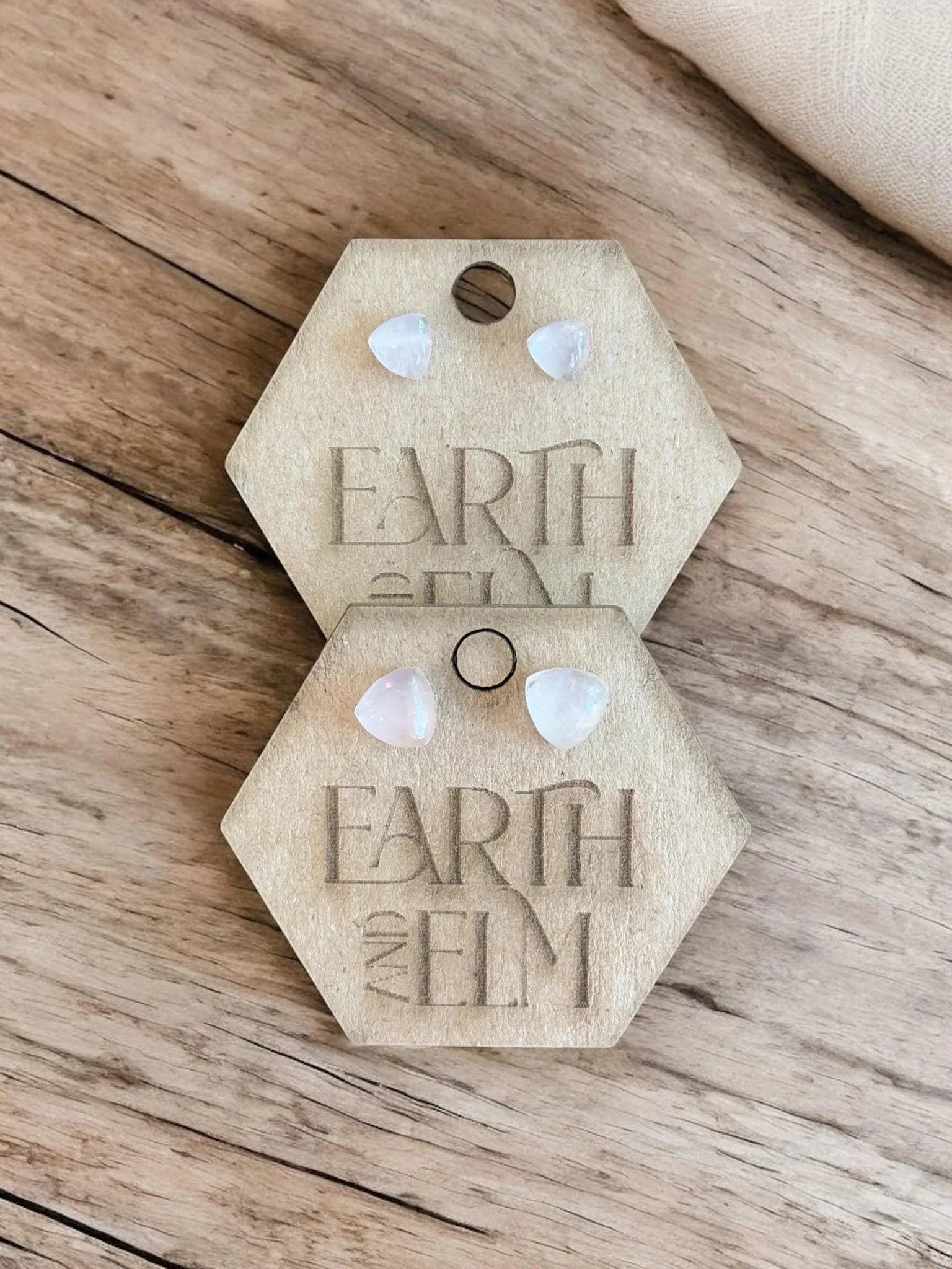Rose Quartz Trillion Studs - earthandelm