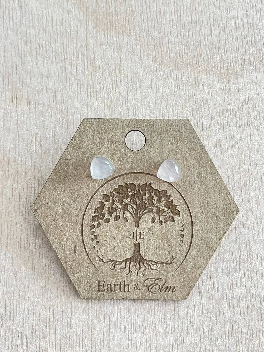 Rose Quartz Trillion Studs - earthandelm