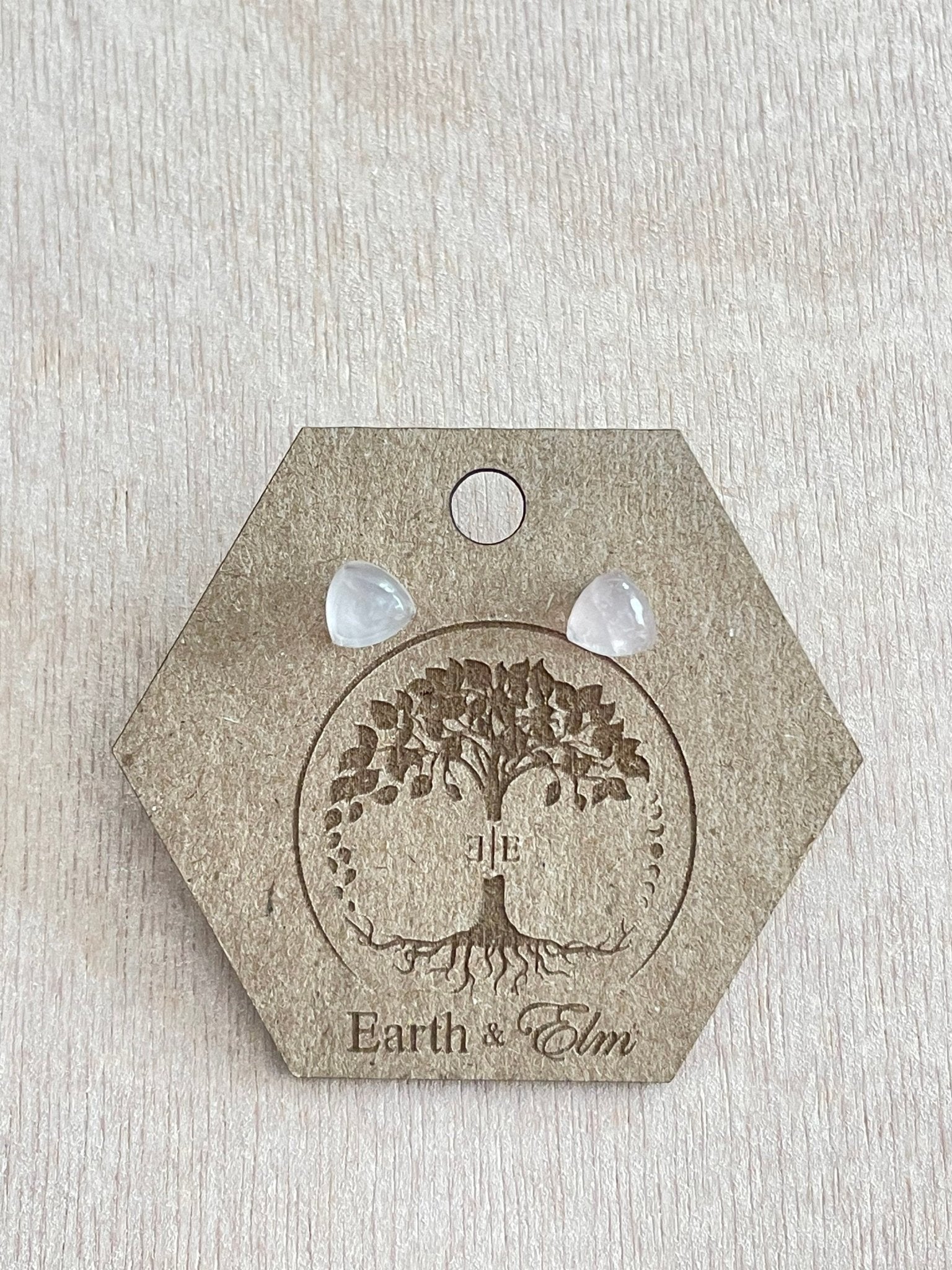 Rose Quartz Trillion Studs - earthandelm