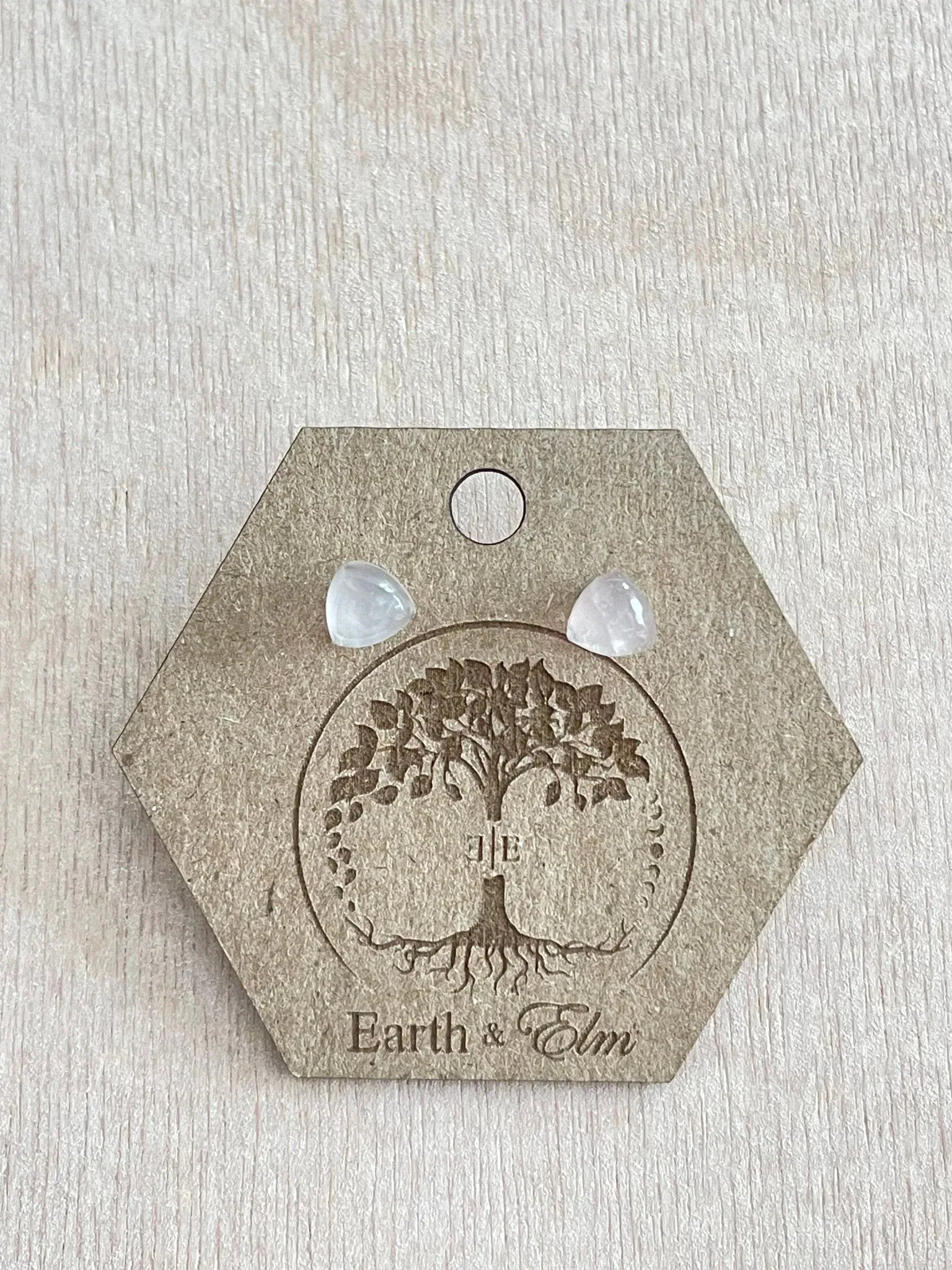Rose Quartz Trillion Studs - earthandelm