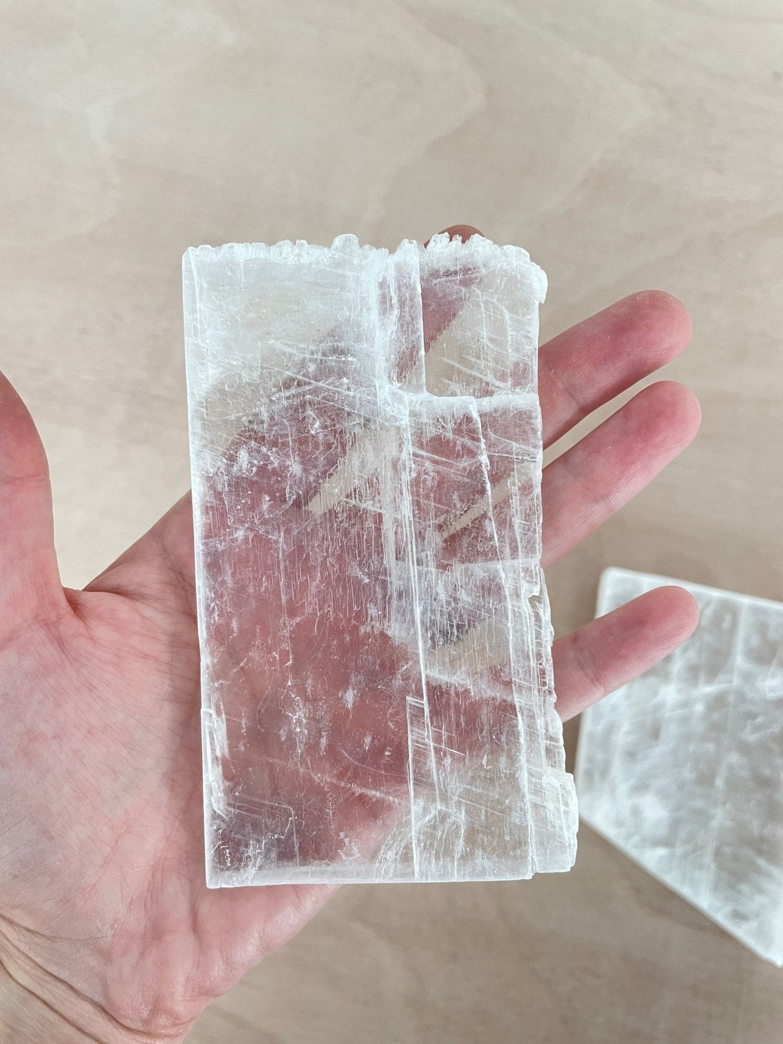 Selenite Charging Slab | Selenite Slice | Authentic Selenite | Raw Selenite - earthandelm