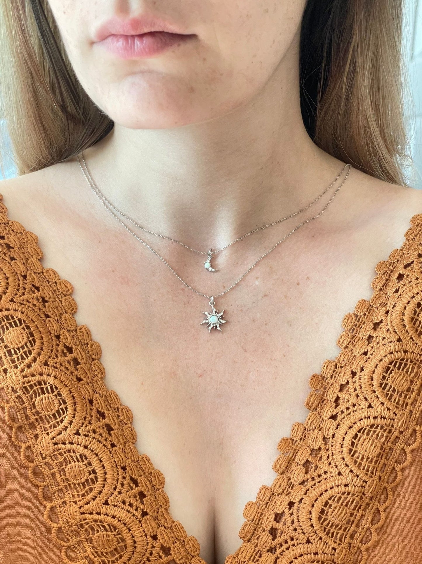 Silver Sun & Moon Necklace Set - earthandelm