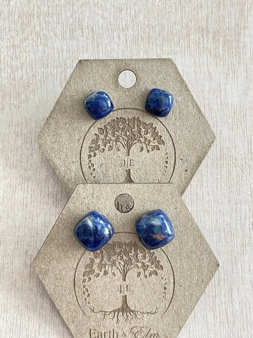 Sodalite Cushion Studs - earthandelm